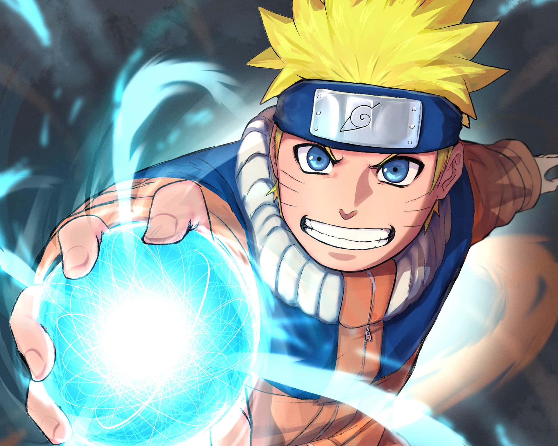 Naruto Unleashing His Signature Rasengan Attack Background