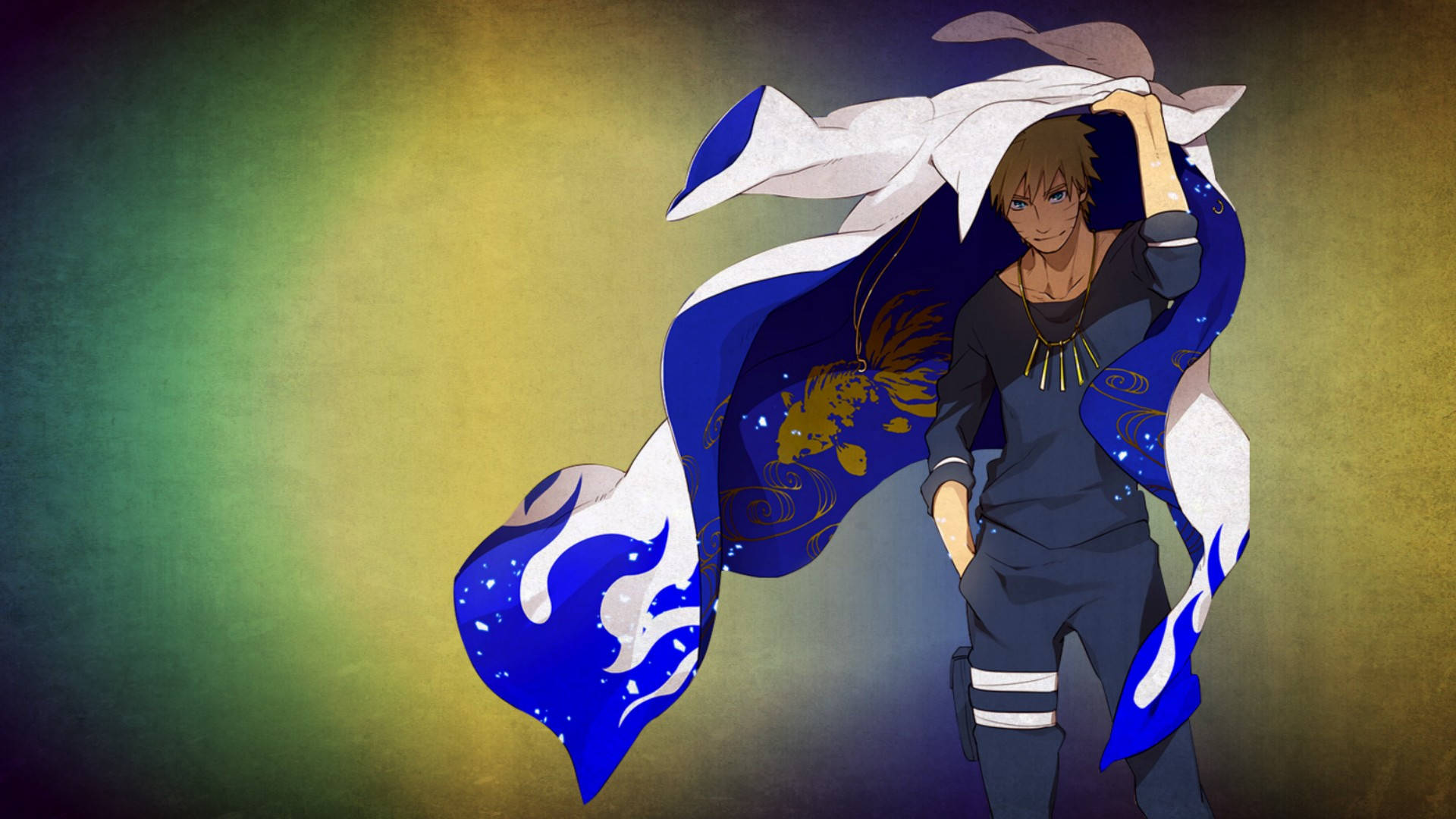Naruto Uzumaki Blue Hokage Cloak Background