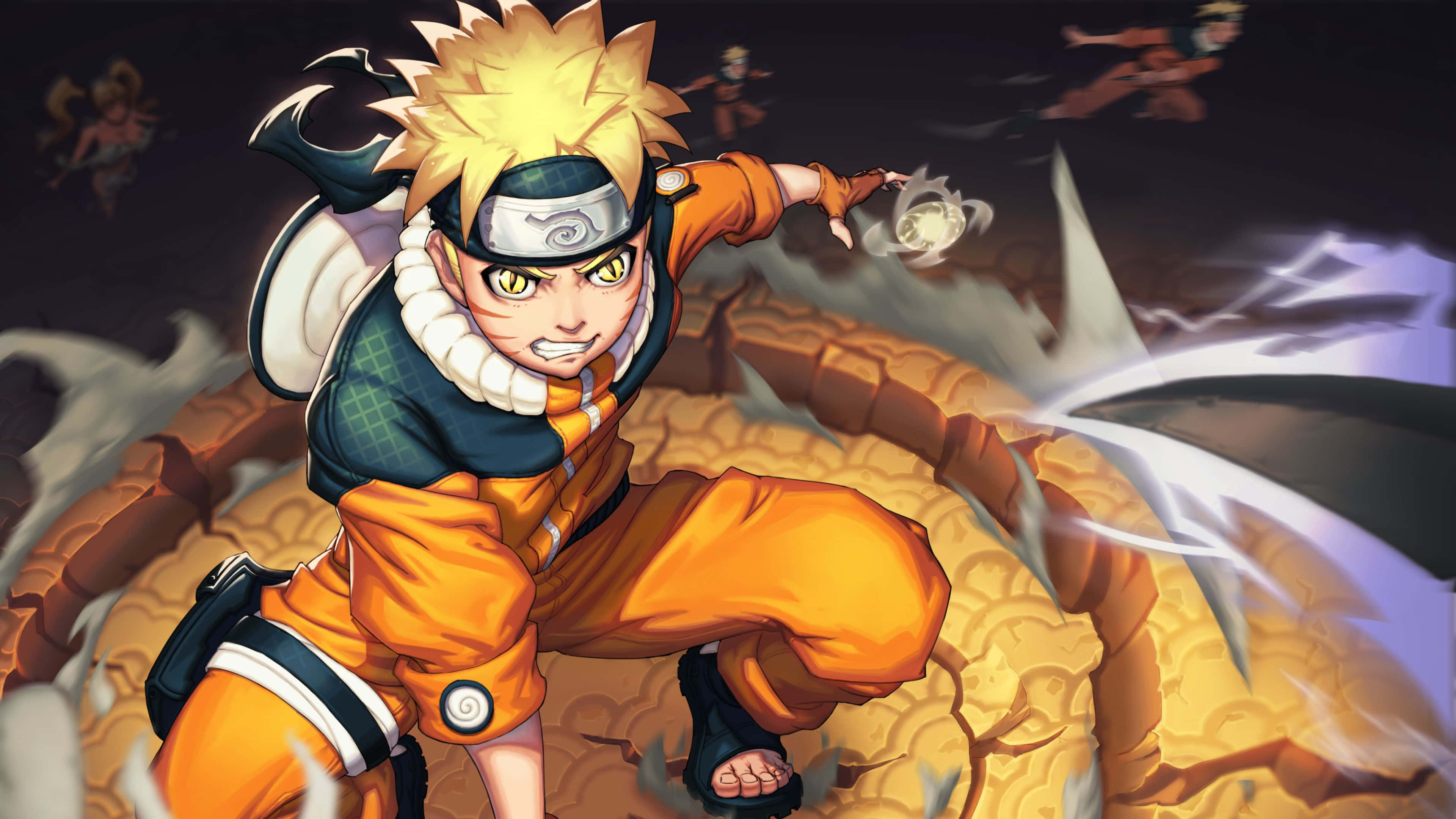 Naruto Uzumaki In Action, Ready To Take On Any Challenge Background