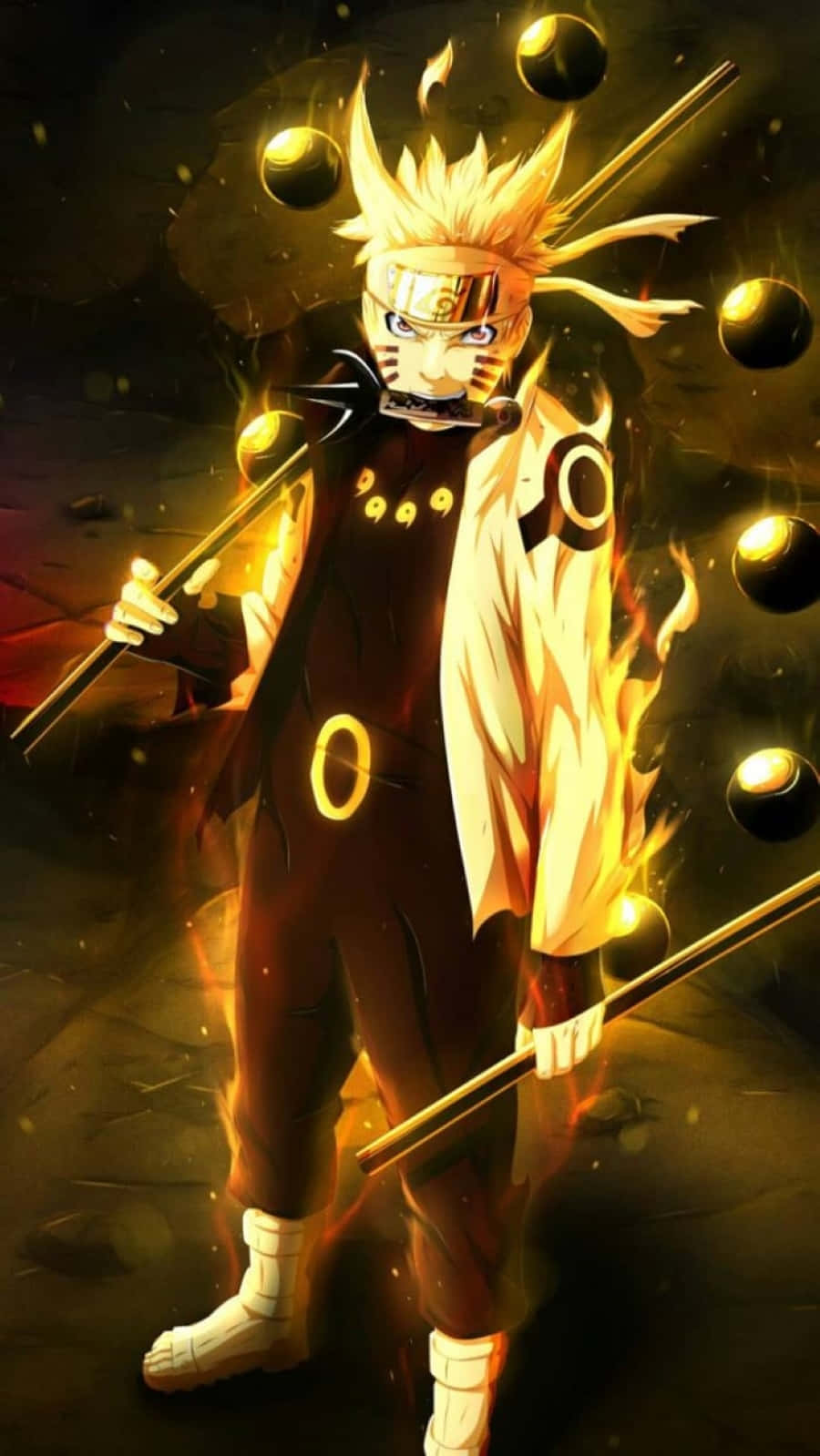 Naruto Uzumaki In The Powerful Sage Mode Stance Background