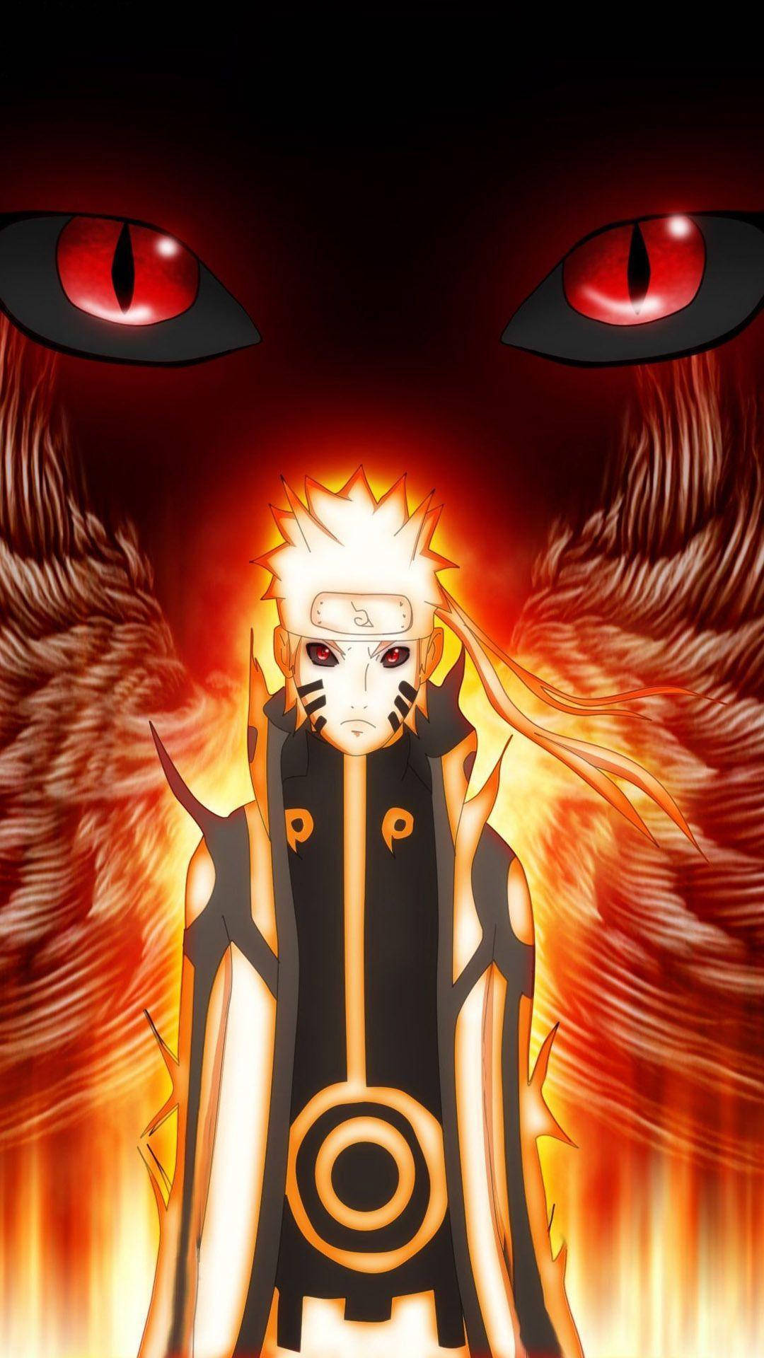 Naruto Uzumaki With Kurama's Eyes Background