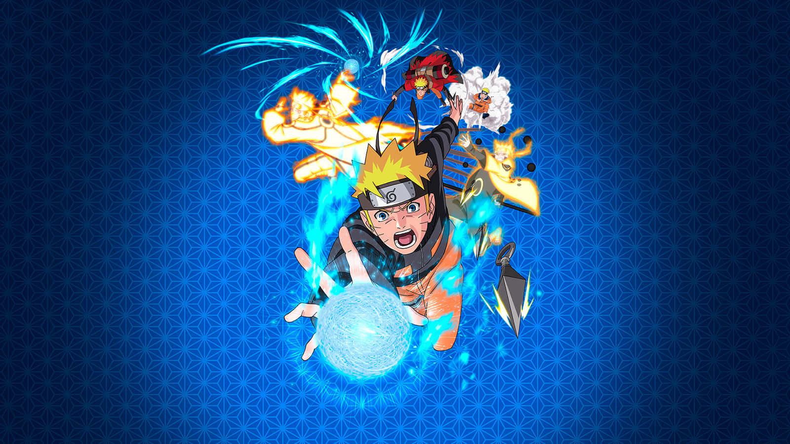 Narutoand Kurama Blue Energy Background
