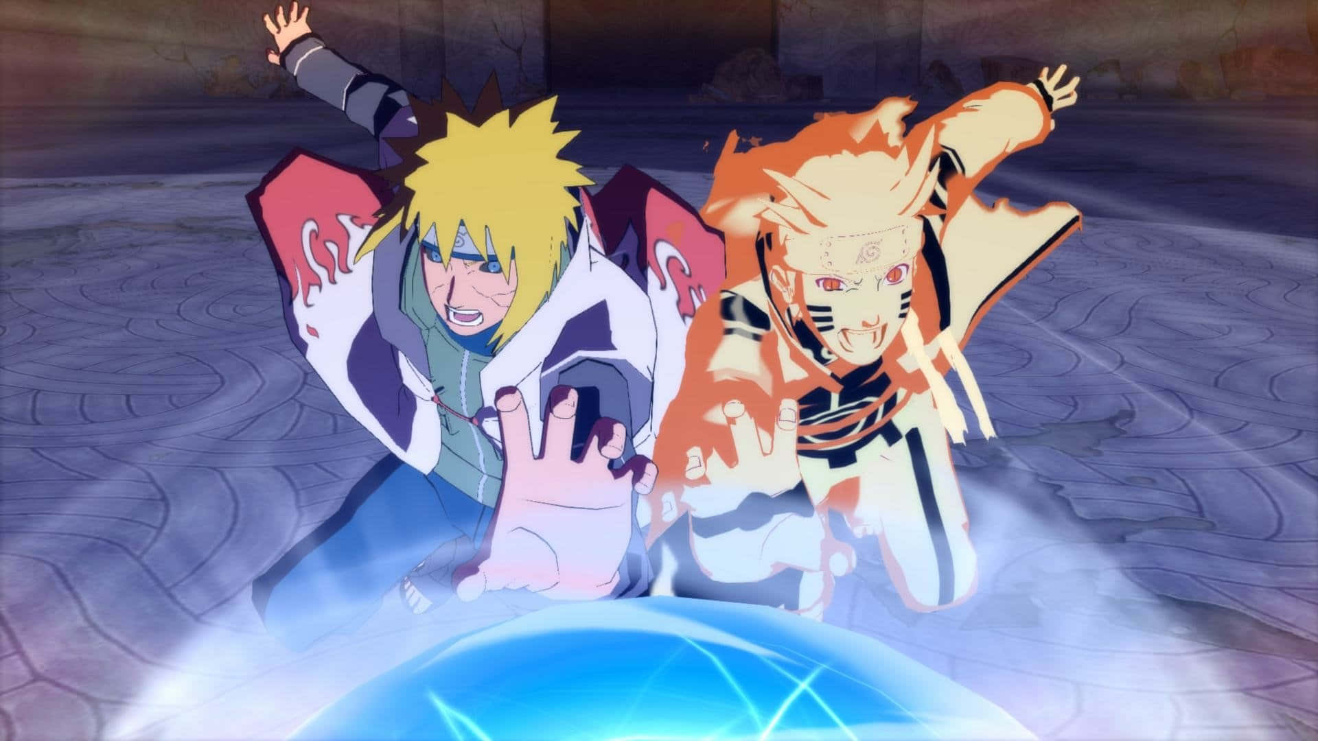 Narutoand Minato Teamwork Background