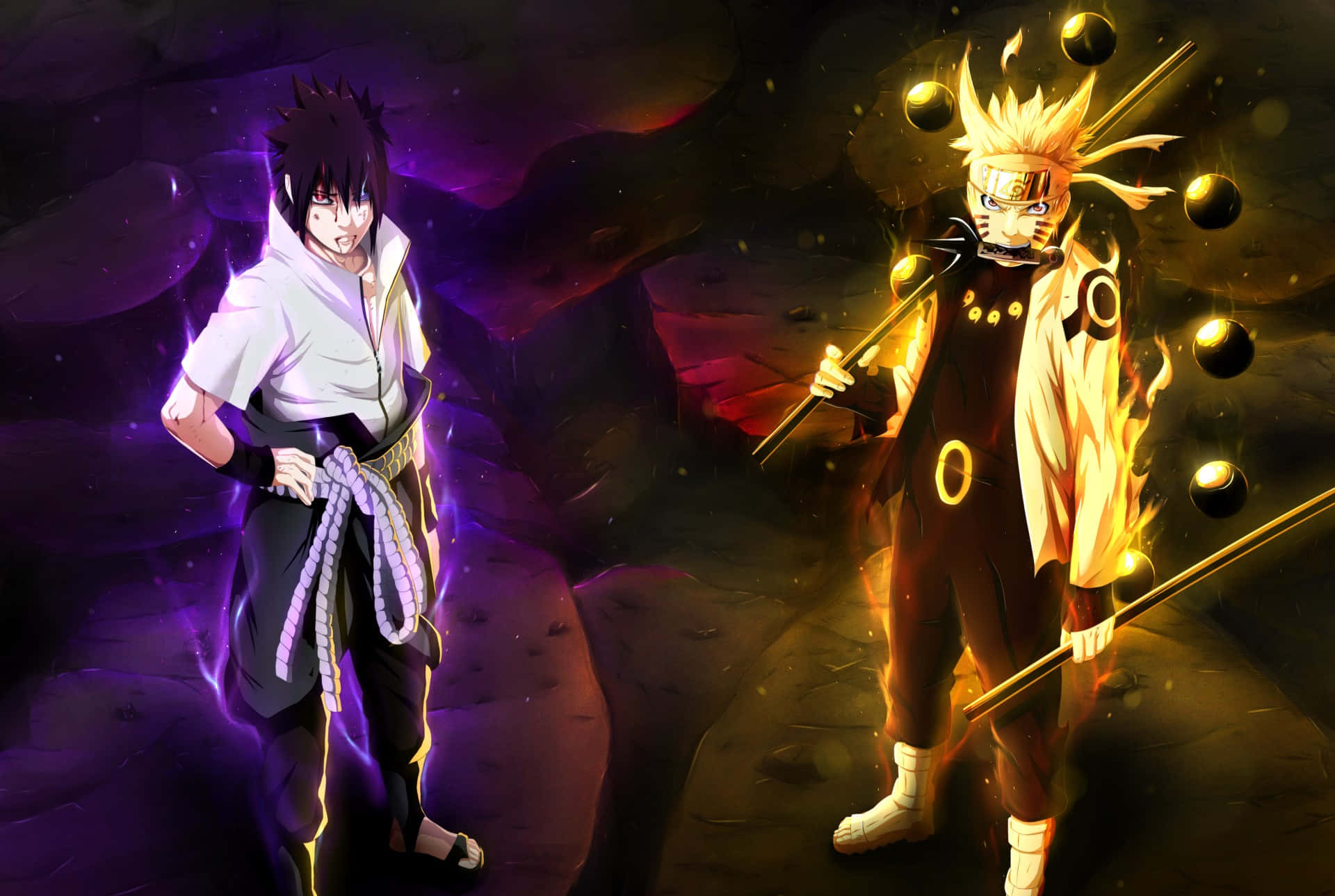 Narutoand Sasuke Power Stance Background