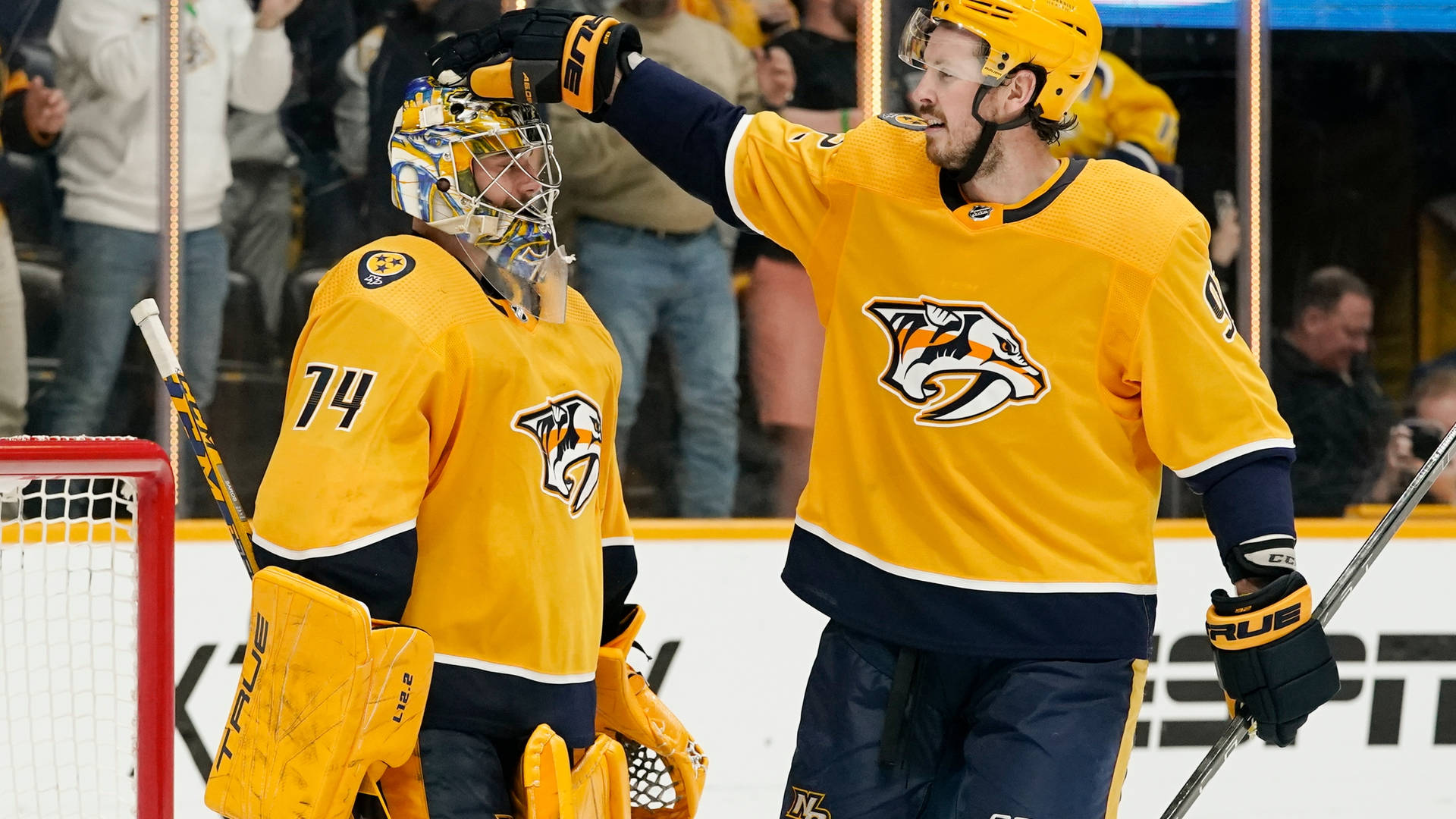 Nashville Predators' Ryan Johansen And Juuse Saros On Ice.