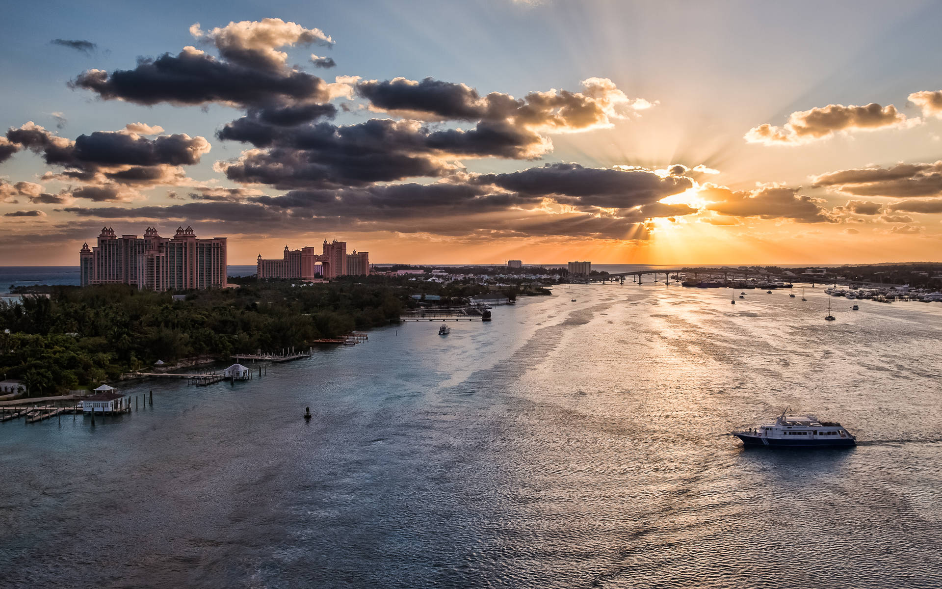 Nassau Bahamas Atlantis Sunset Background