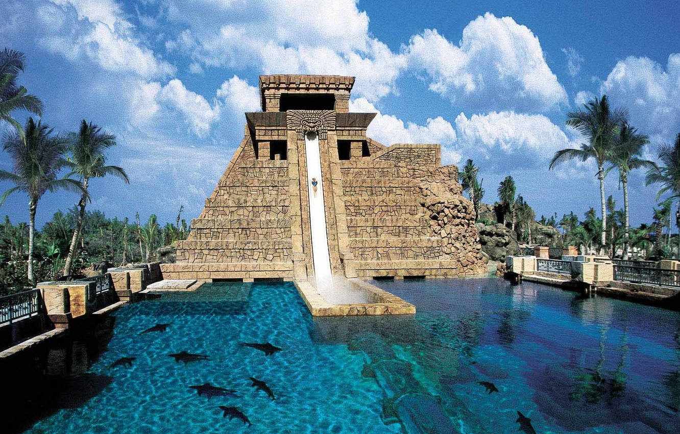 Nassau Bahamas Mayan-inspired Pyramid Slide Background