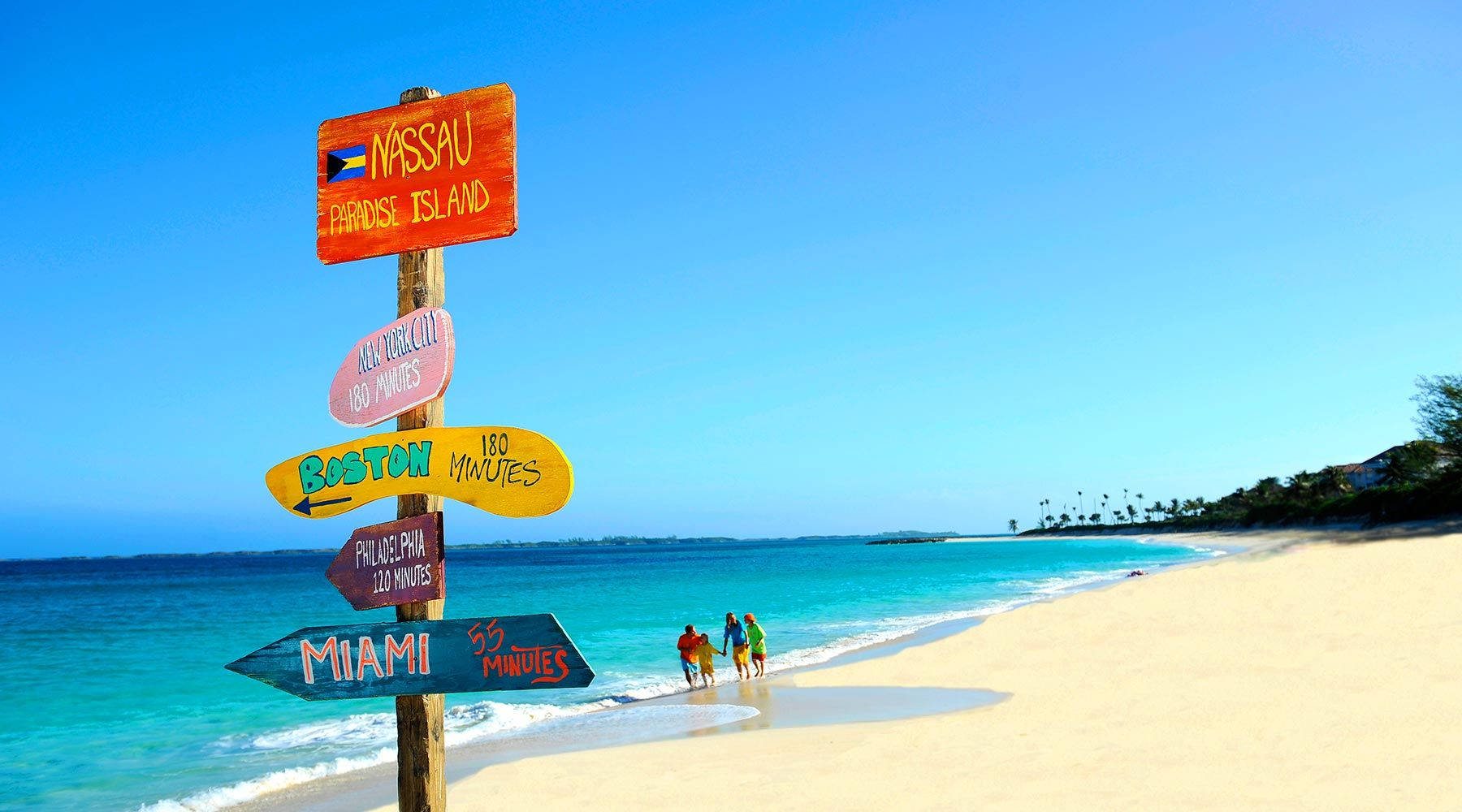 Nassau Bahamas Paradise Island Sign Background