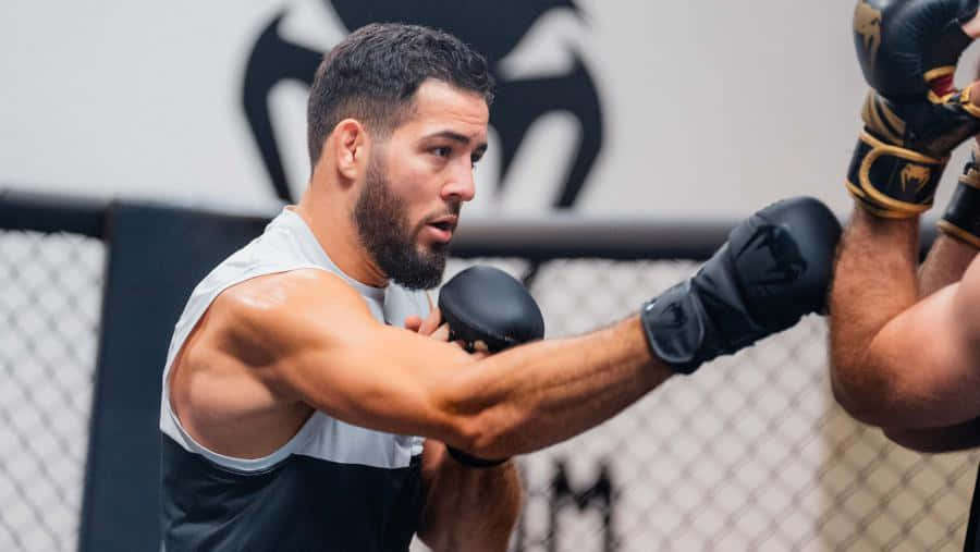 Nassourdine Imavov During Punching Training Background