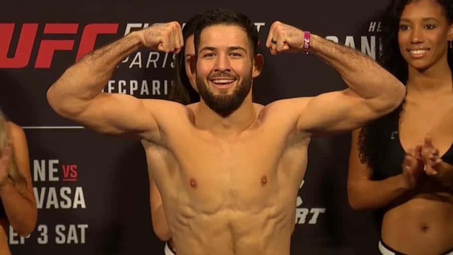 Nassourdine Imavov Flexing During Weigh-in Background