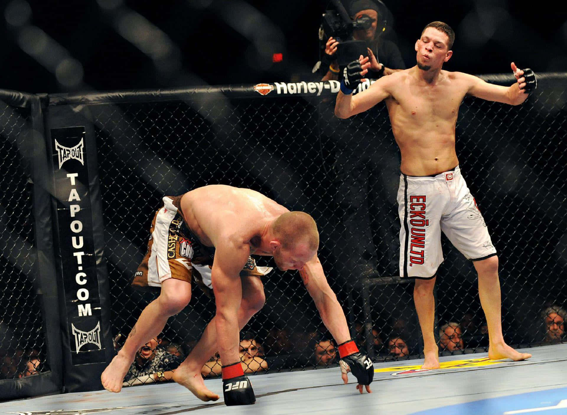 Nate Diaz Taunting Gray Maynard Ufc Fight Night 20 Background