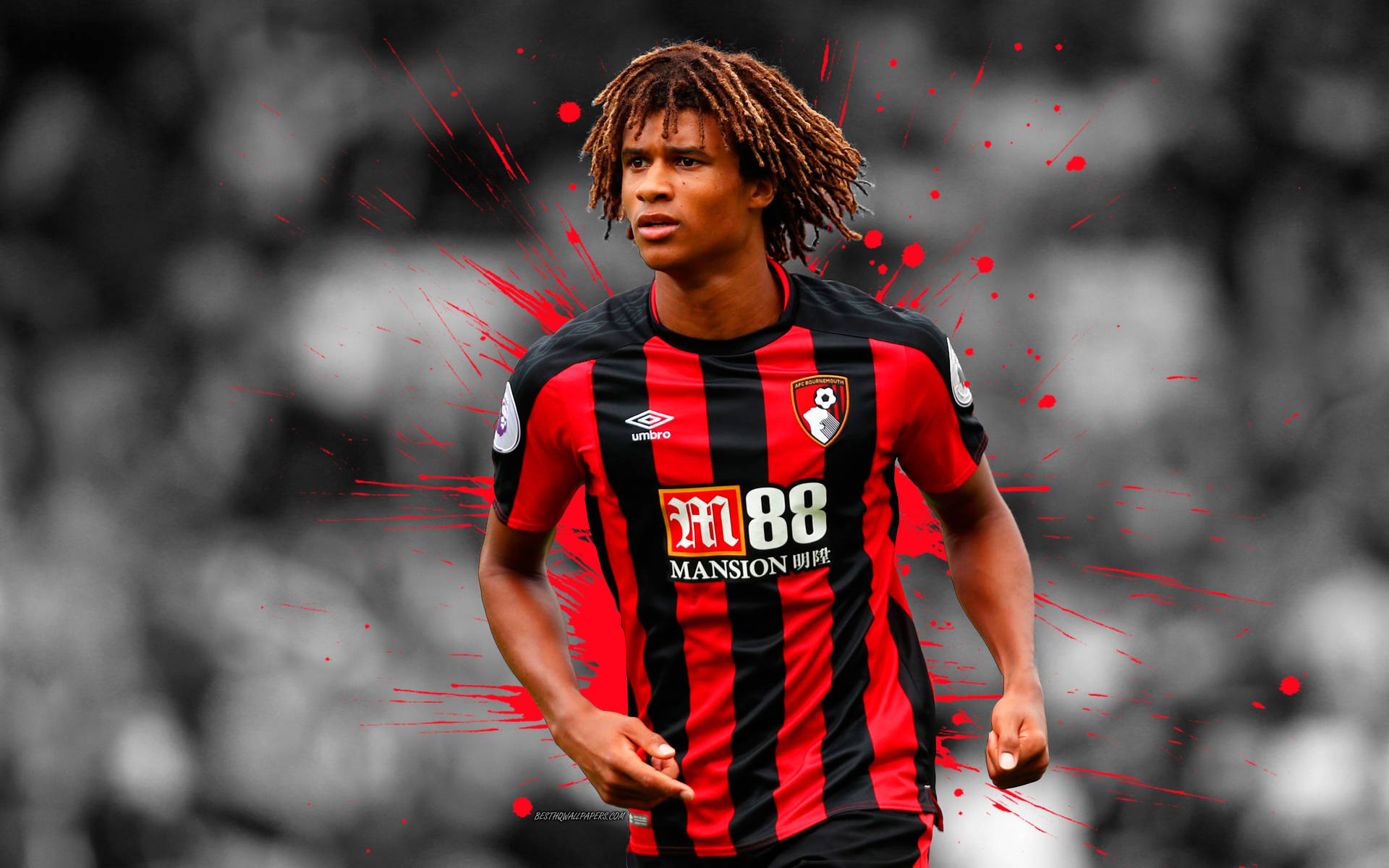 Nathan Ake Afc Bournemouth Selective Color Background