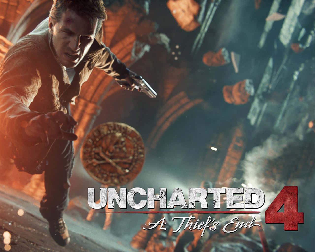 Nathan Drake Races Through A Perilous Jungle In Uncharted 4 Background