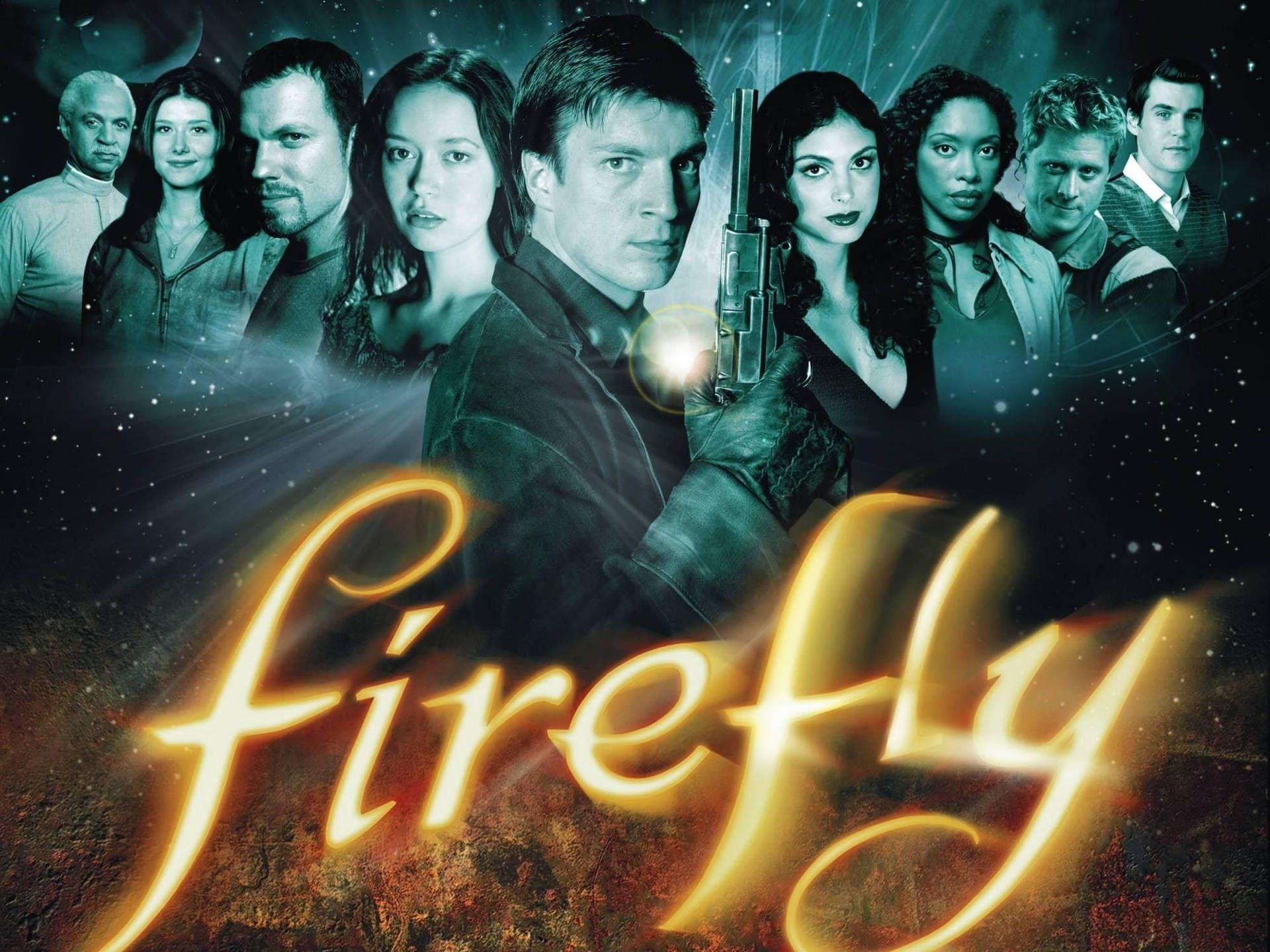 Nathan Fillion Glowing Firefly Logo Background