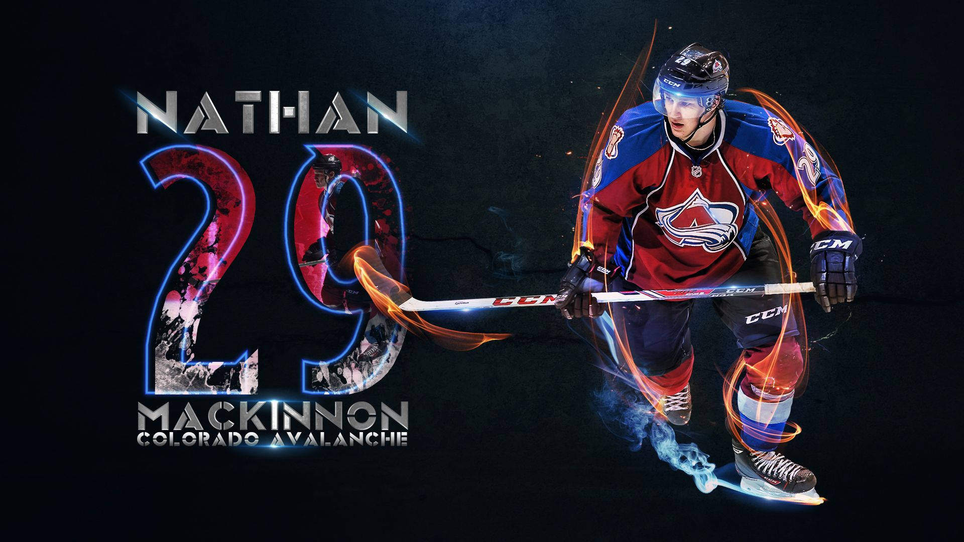 Nathan Mackinnon Graphic Fire Effects Background