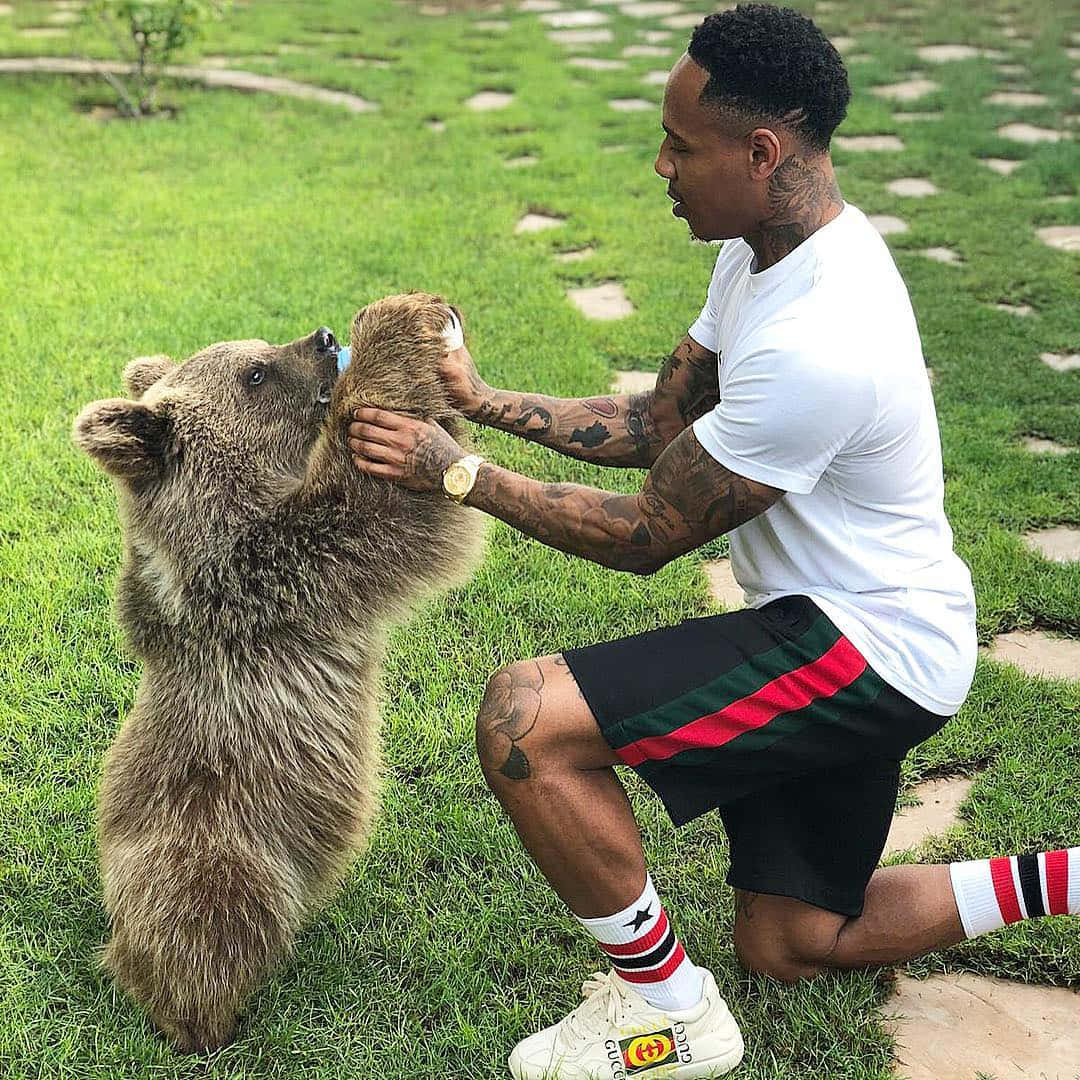 Nathaniel Clyne Playing With Bear