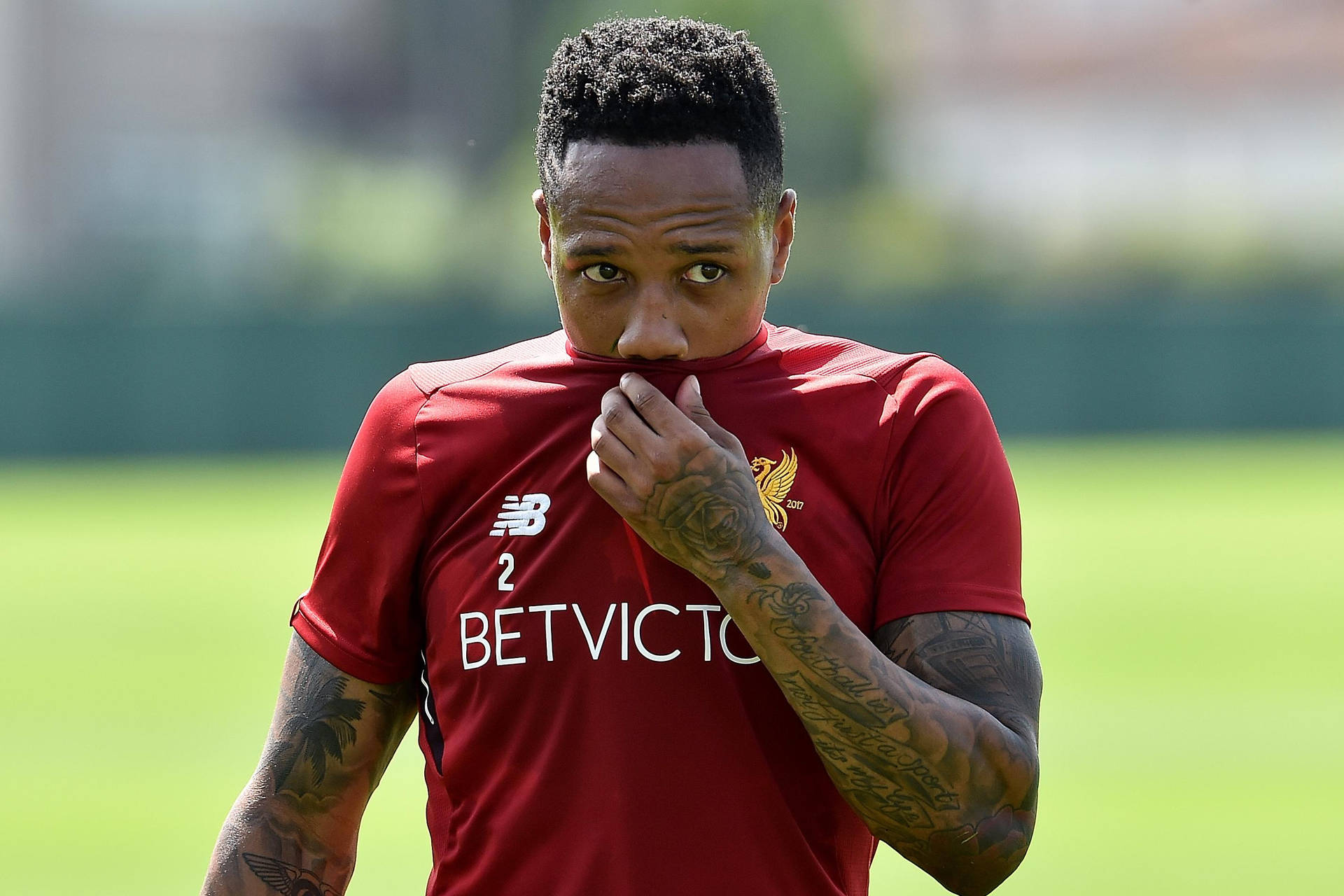 Nathaniel Clyne Wiping His Mouth