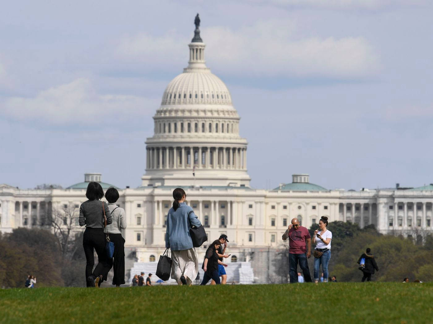 National Mall People Outside Capitol Background