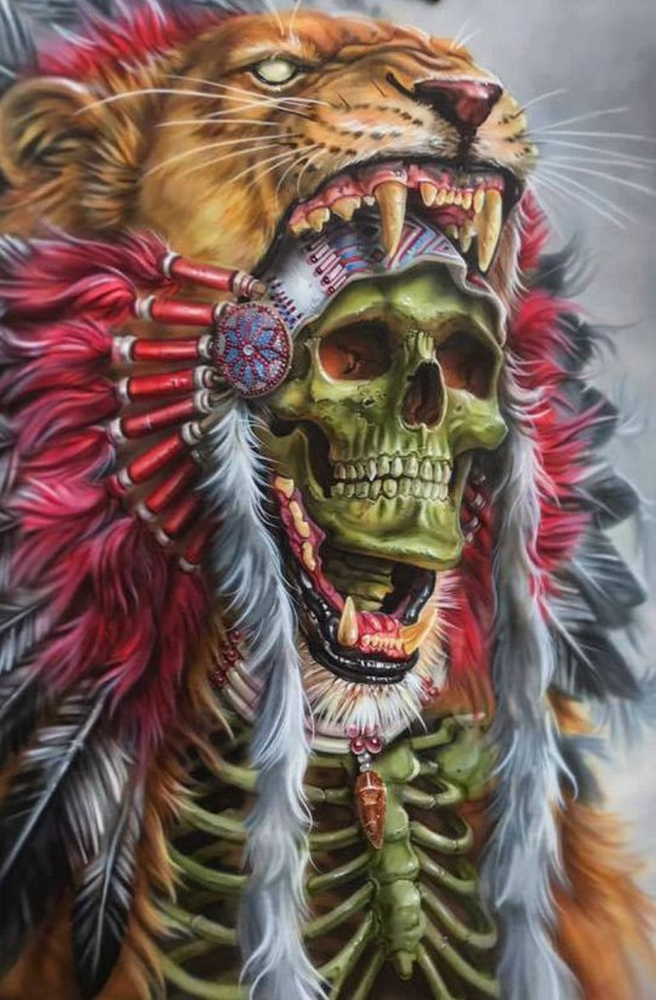 Native American Lion Skeleton Aesthetic