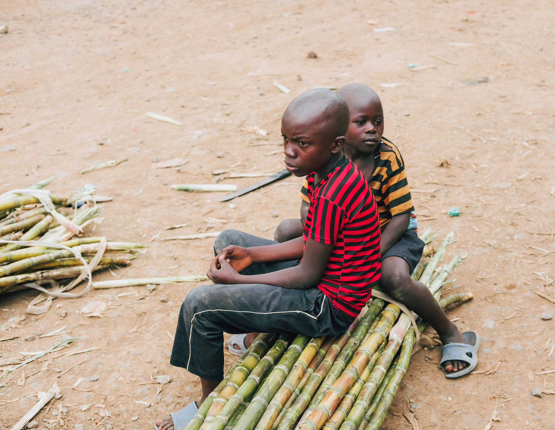 Native Children In Congo Background