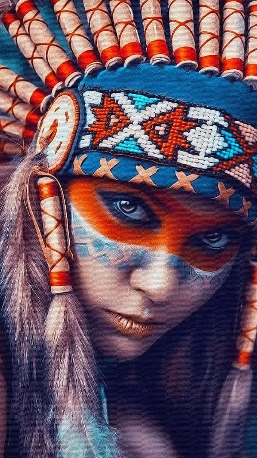 Native Model Looking At Camera Background