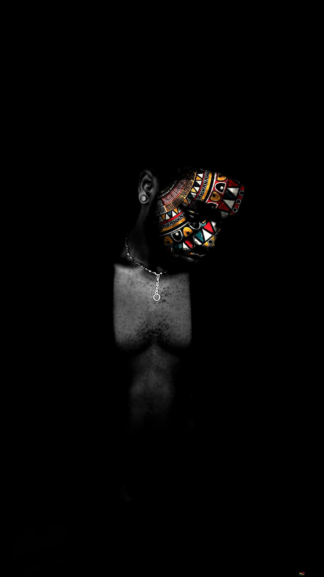 Native With Painted Face Background