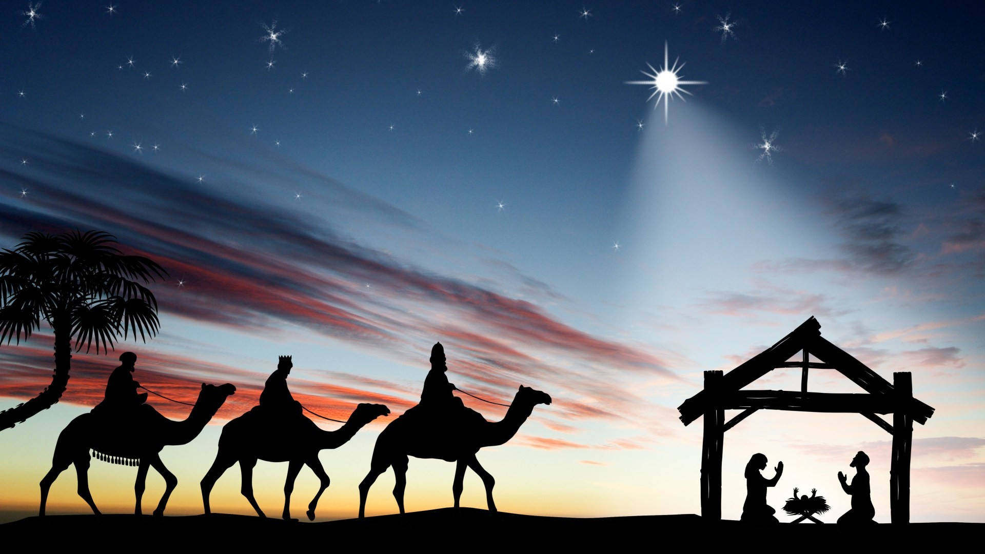Nativity Scene Bethlehem Star Background