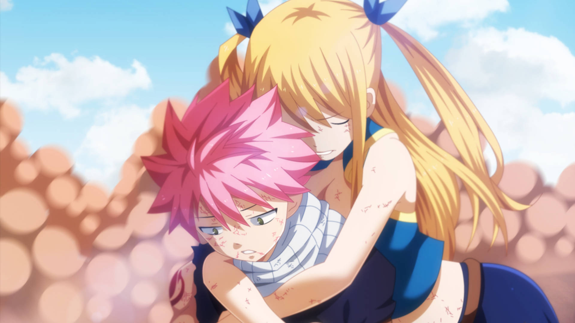 Natsu And Lucy Anime Hug Background
