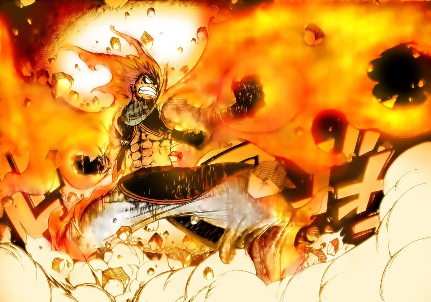 Natsu Dragneel - Fire Dragon Slayer Unleashing Powerful Flames Background
