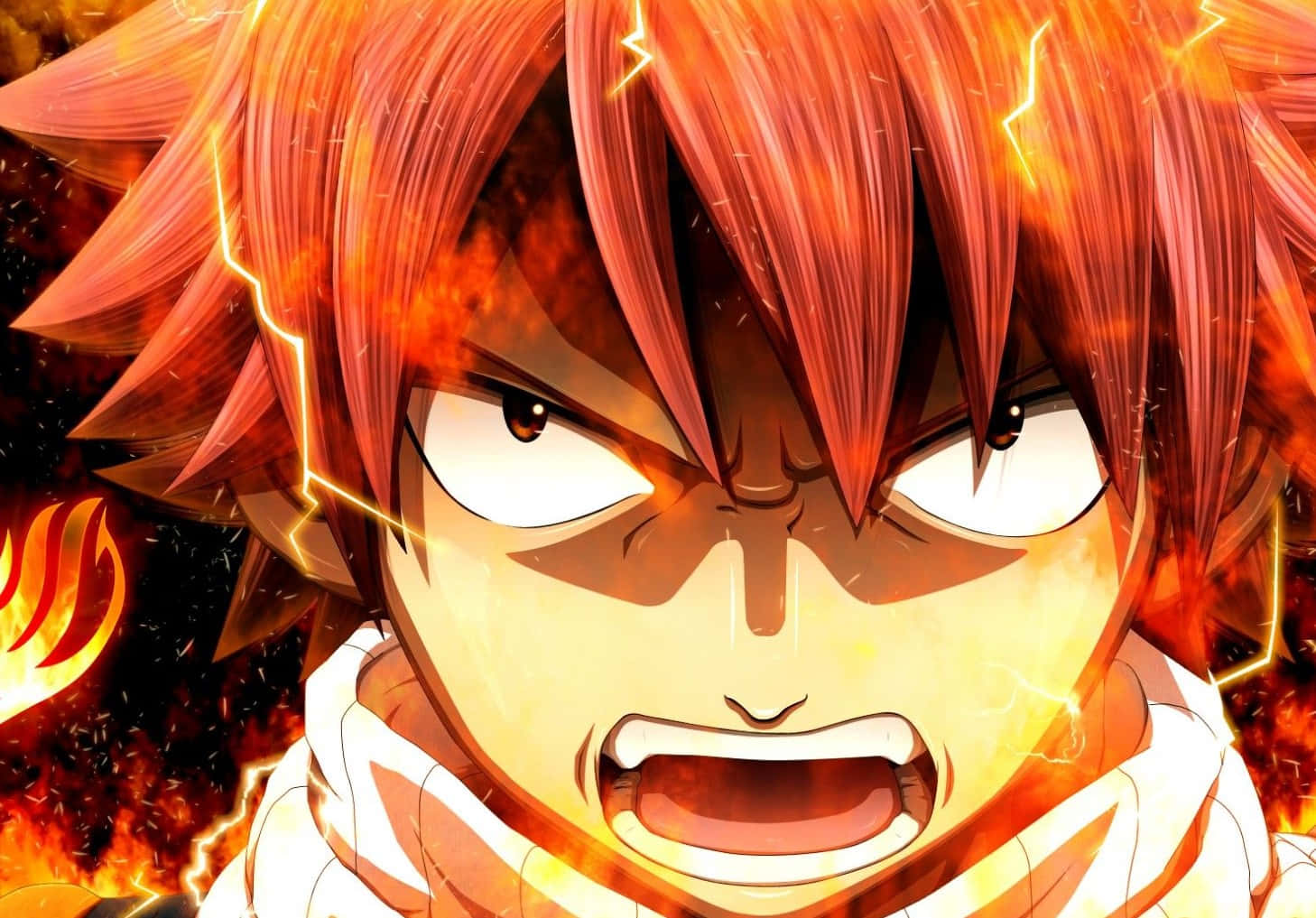 Natsu Dragneel From Fairy Tail Orange Anime Background