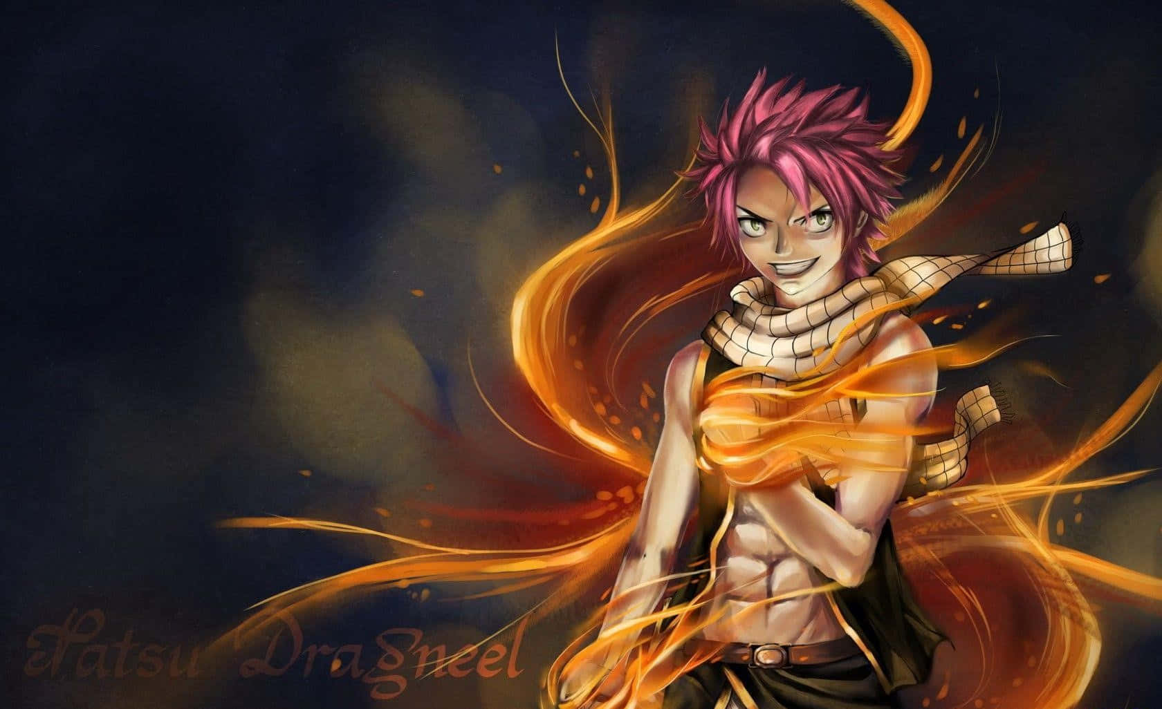 Natsu Dragneel Unleashing His Fiery Power Background