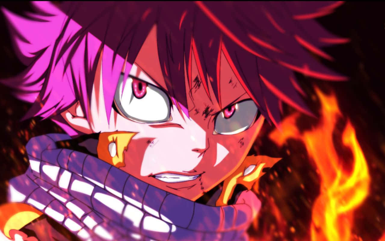 Natsu Dragneel Unleashing His Fire Dragon Slayer Magic Background