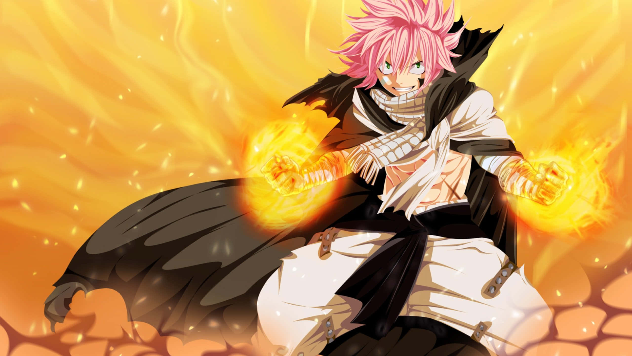 Natsu Dragneel Unleashing Power In A Fiery Battle