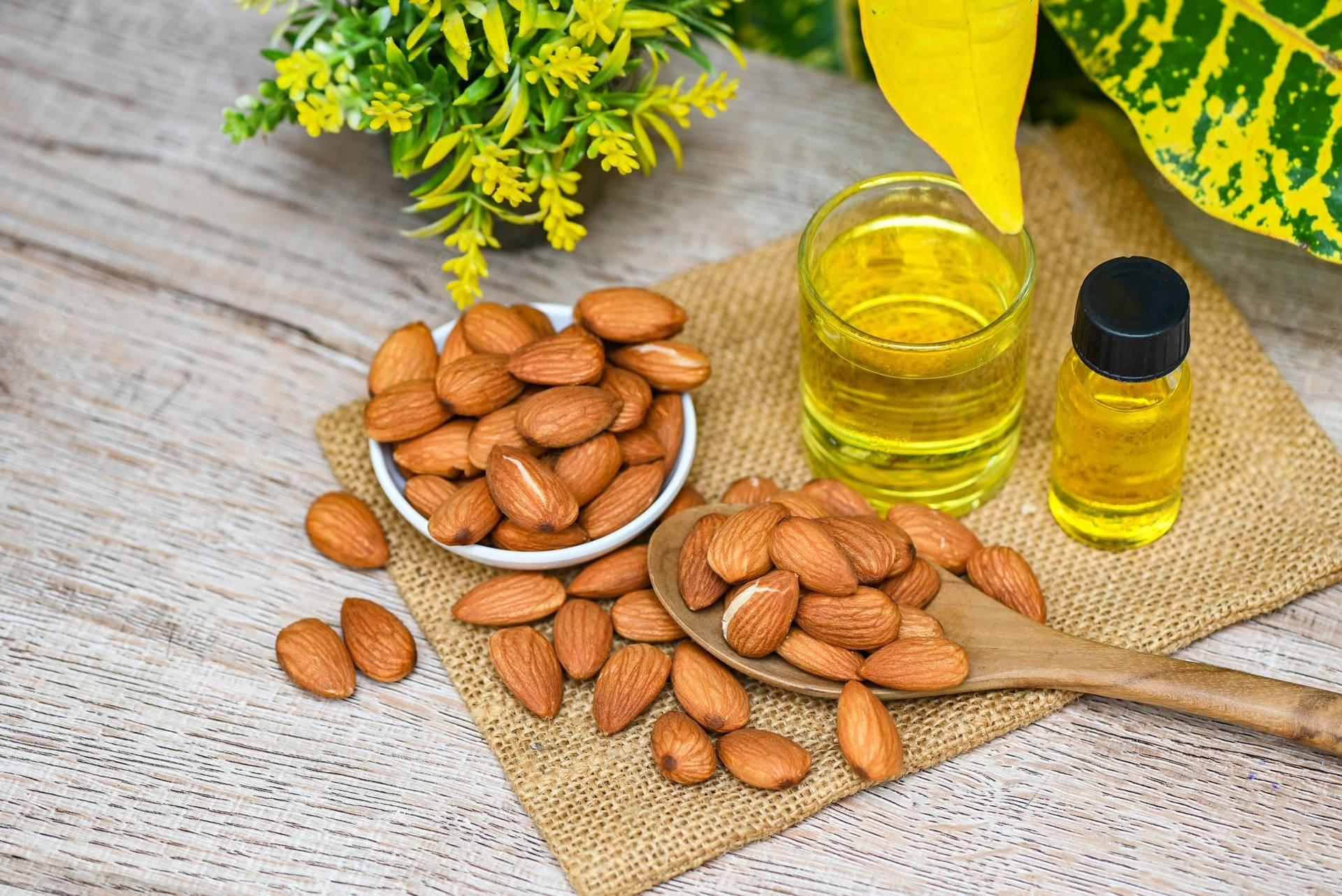 Natural Almond Essential Oil Background