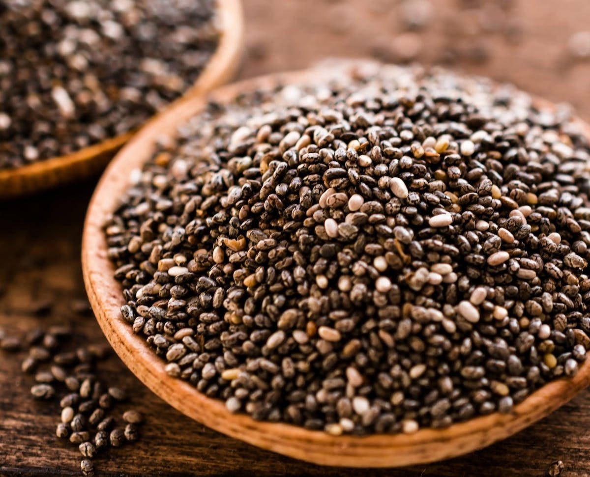 Natural Chia Seeds In Organic Baskets