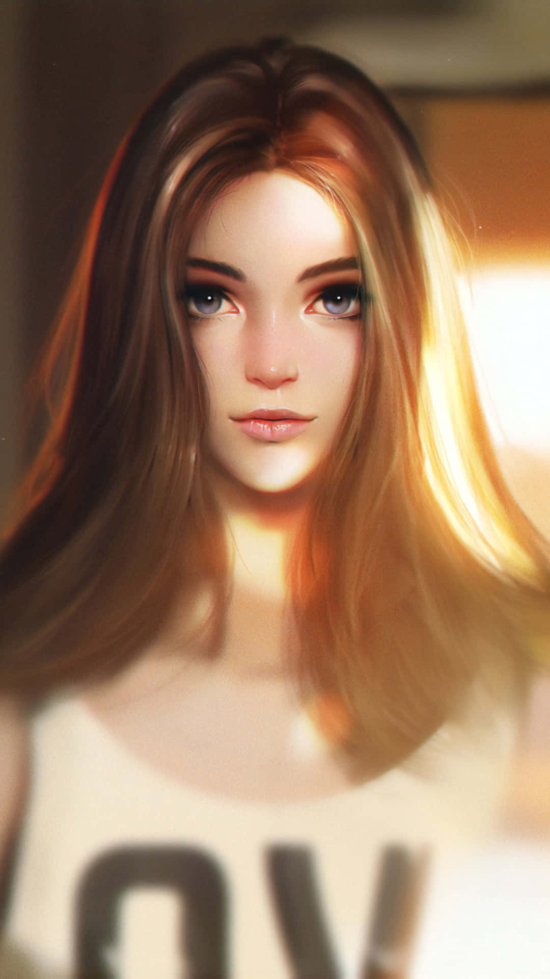 Natural Light Reflecting On A Beautiful Girl Cartoon