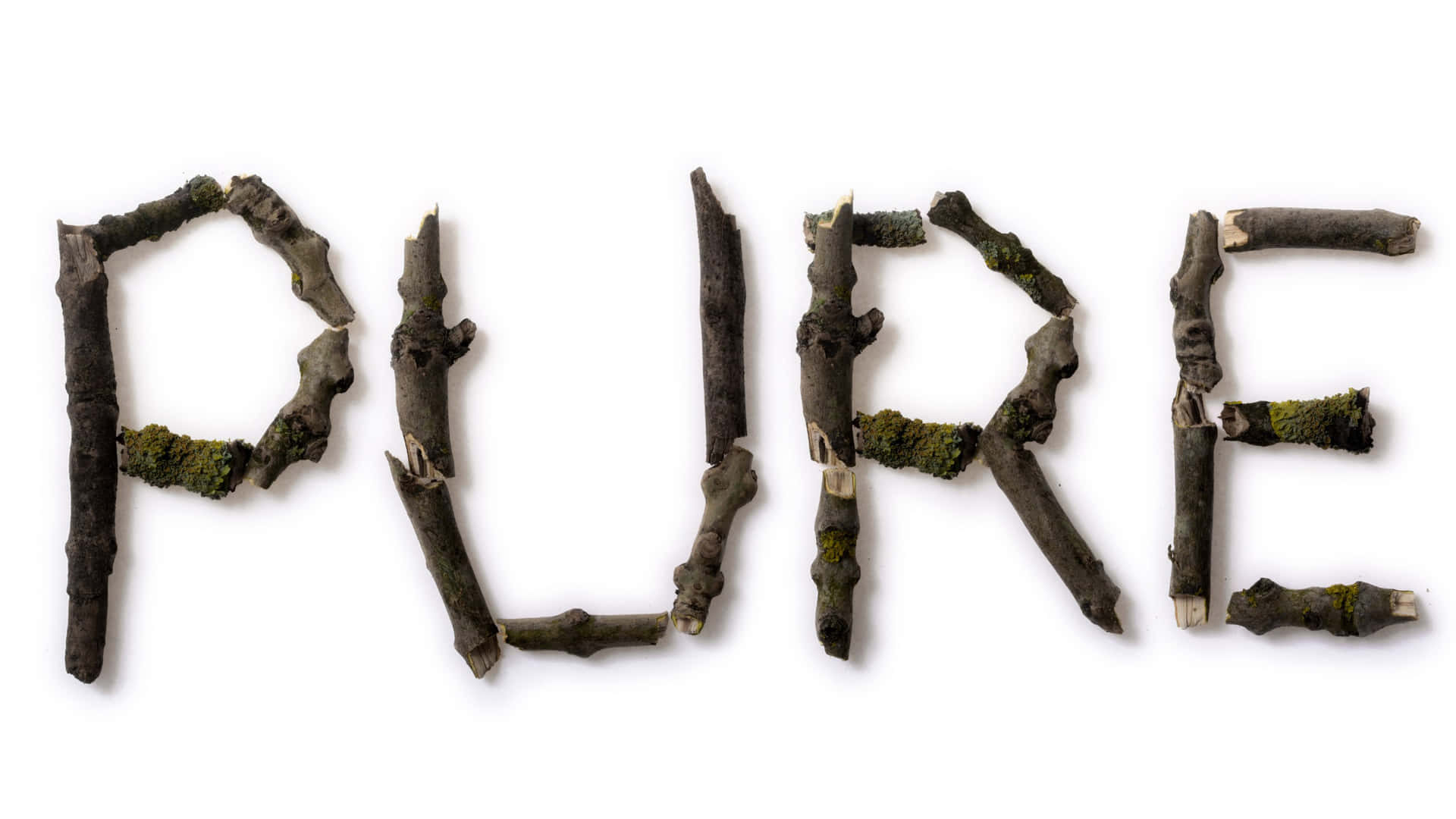 Natural Twig Letters Spelling Pure Background