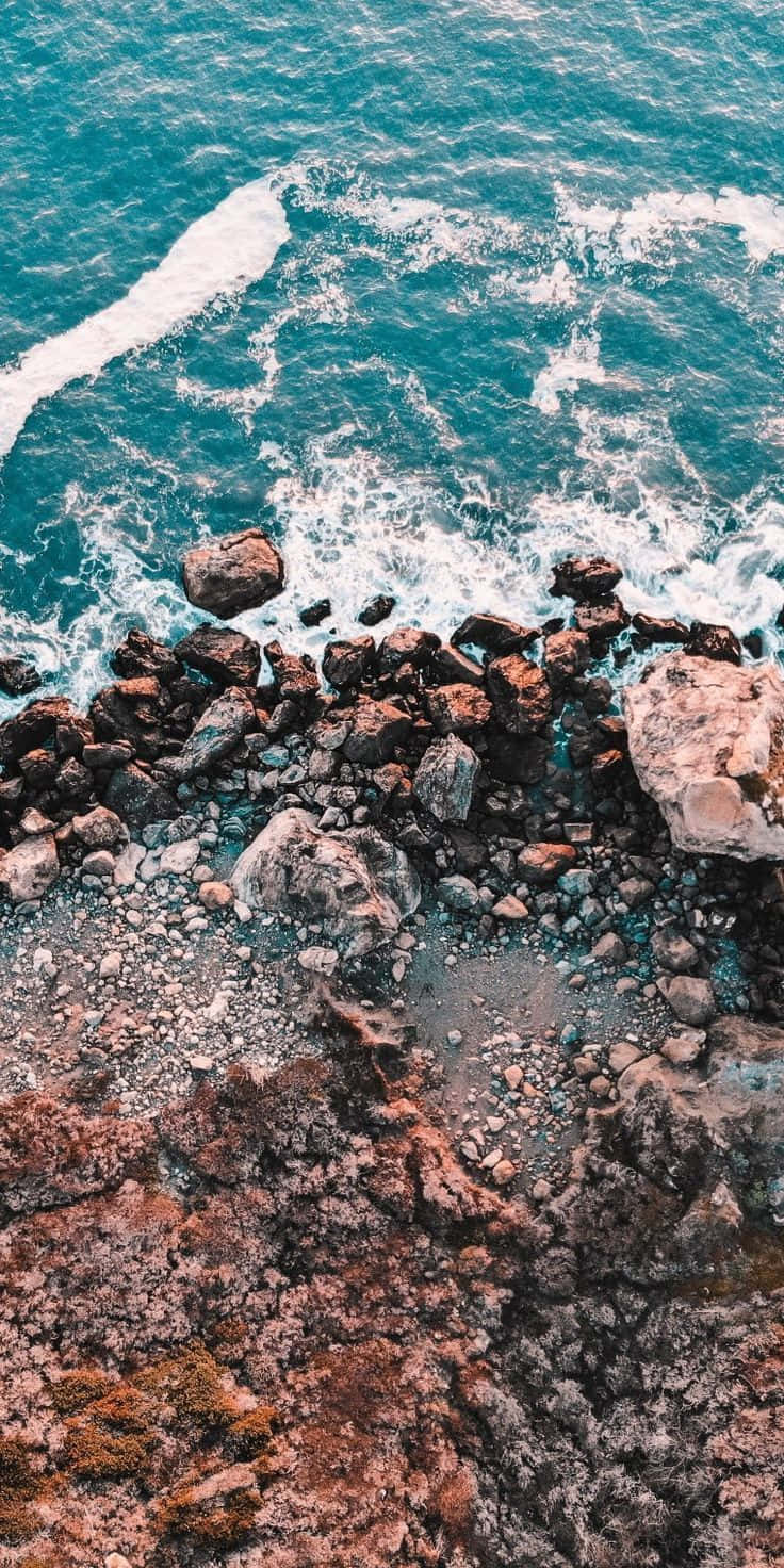 Nature Aesthetic Phone Rocky Beach Top Angle Shot