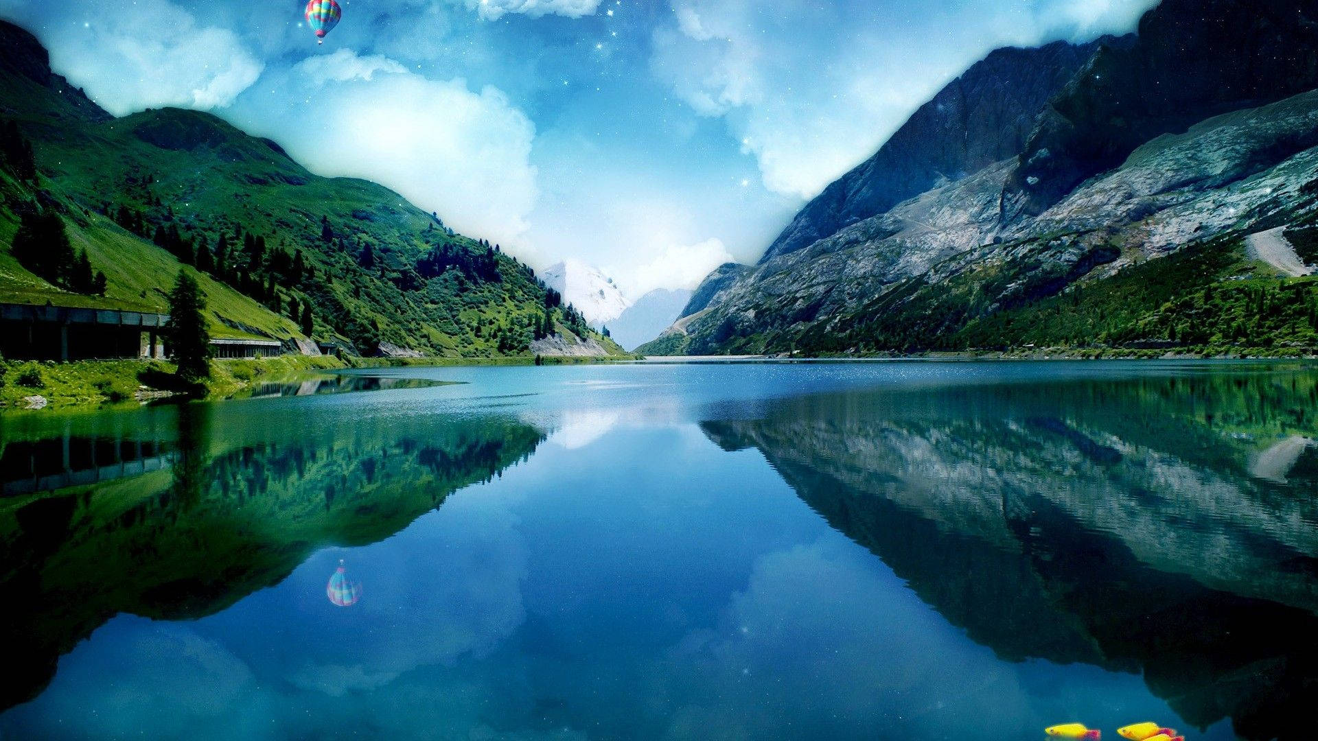 Nature Computer Lake And Mountains Background