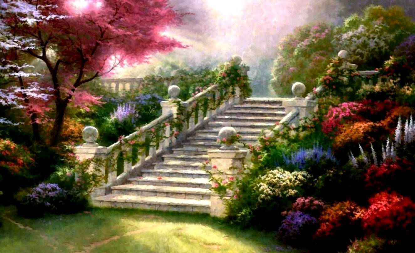 Nature Computer Staircase Art Background