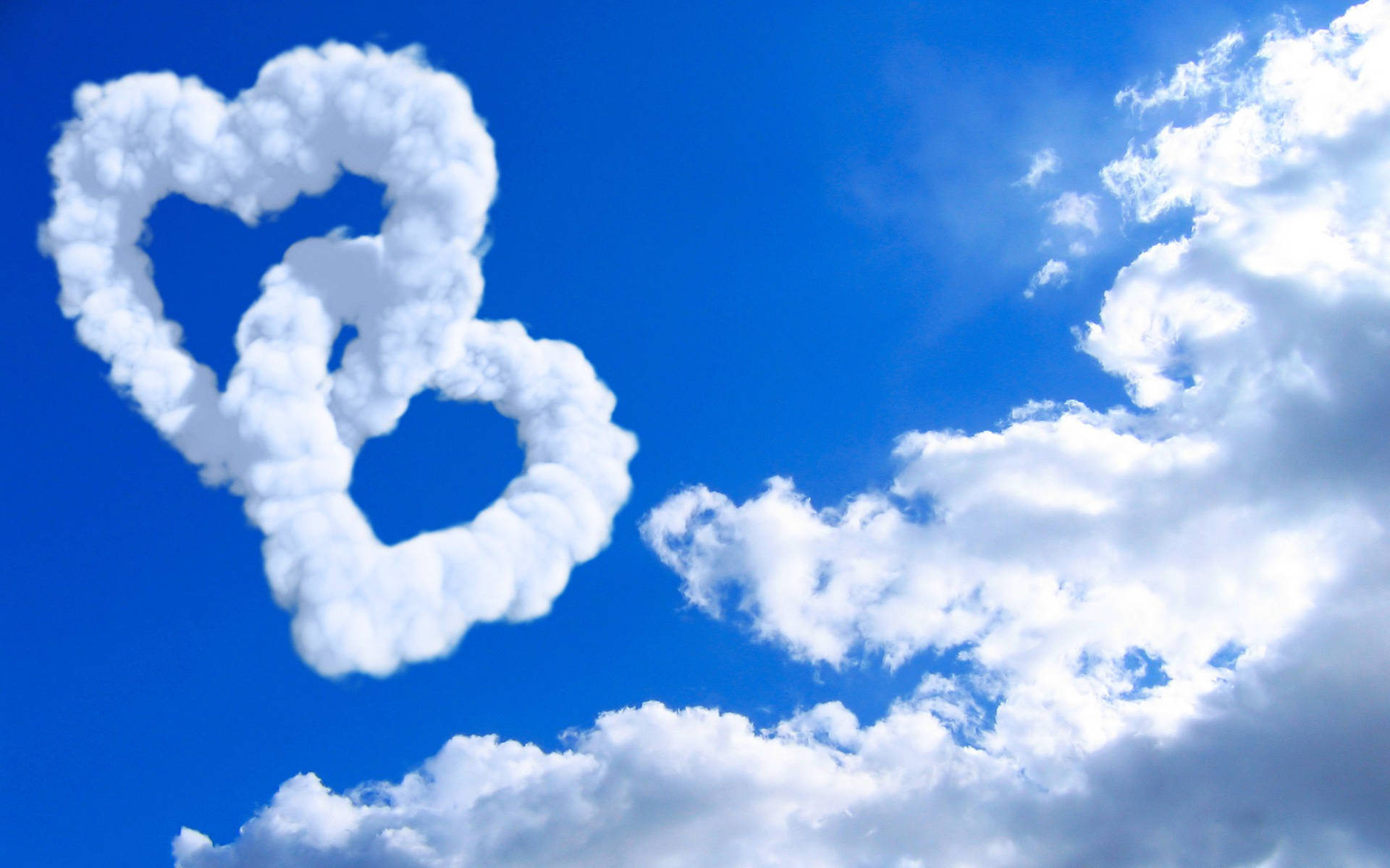 Nature Love Linked Heart Clouds Background