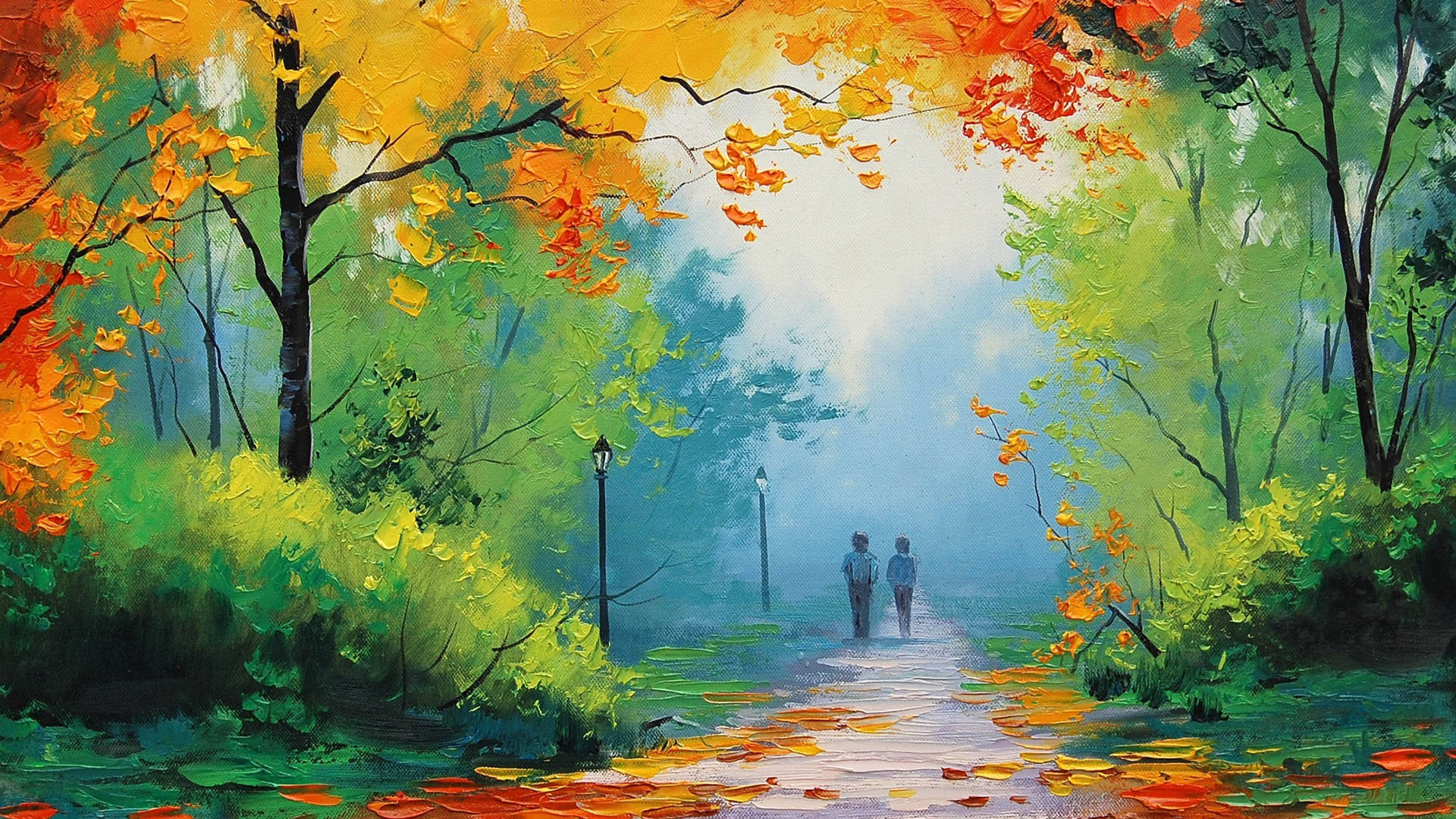 Nature Love Painting Of Couple Background
