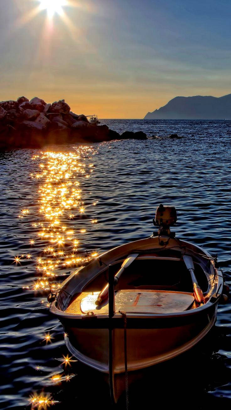 Nature Phone Boat Sea Sunset