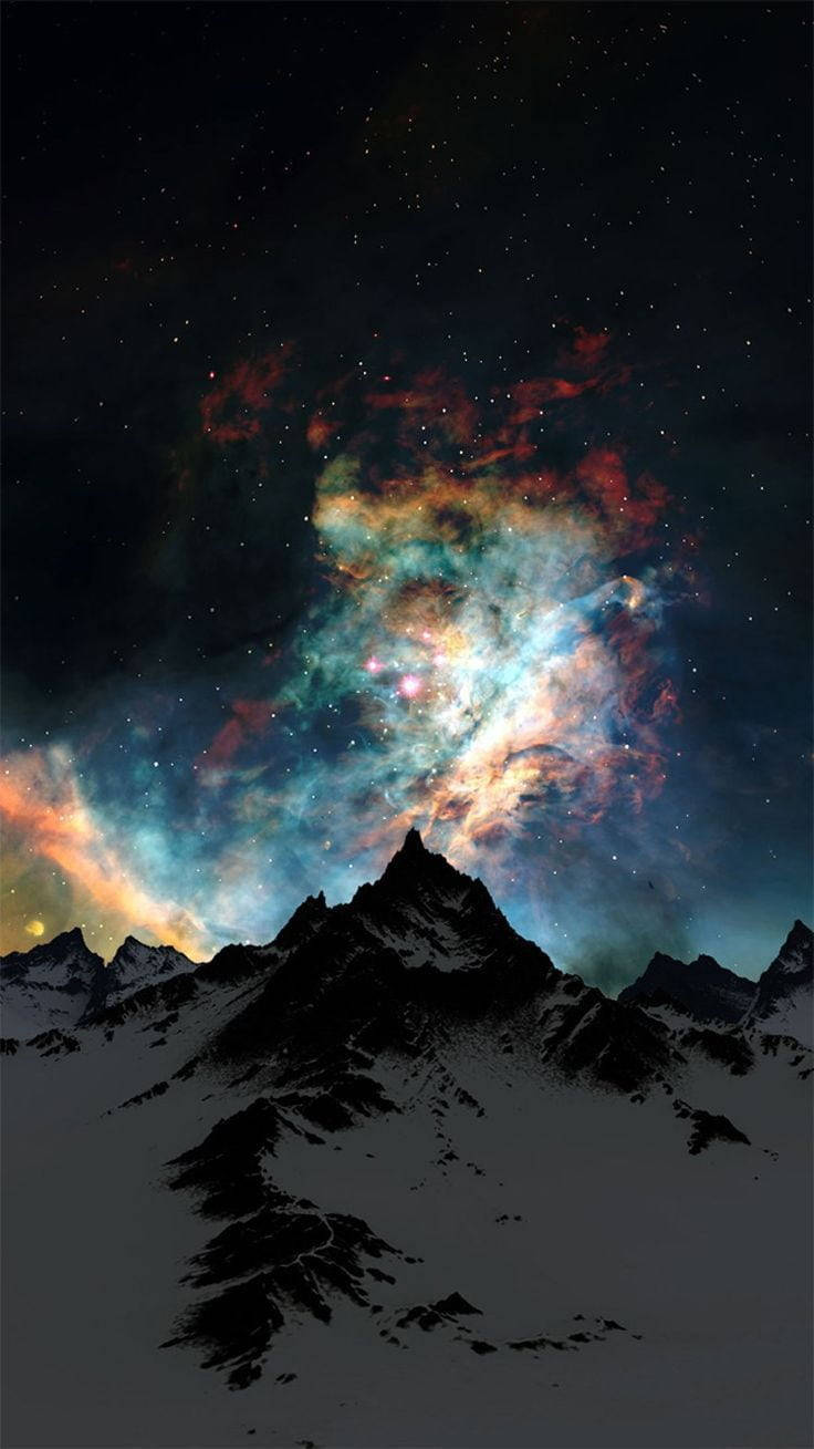 Nature Phone Night Mountain Nebula Background