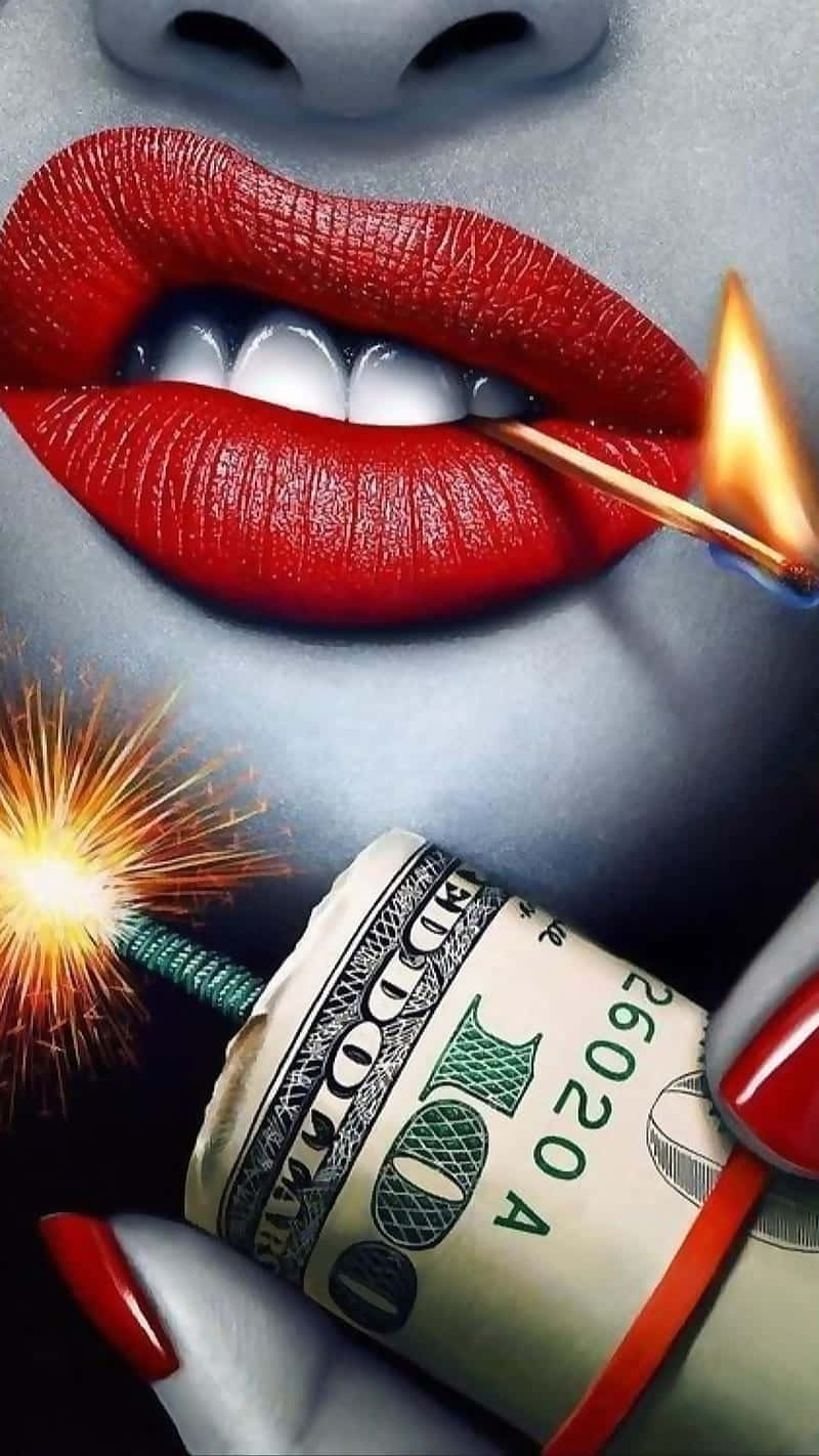 Naughty Lips And Dollar Bills Background