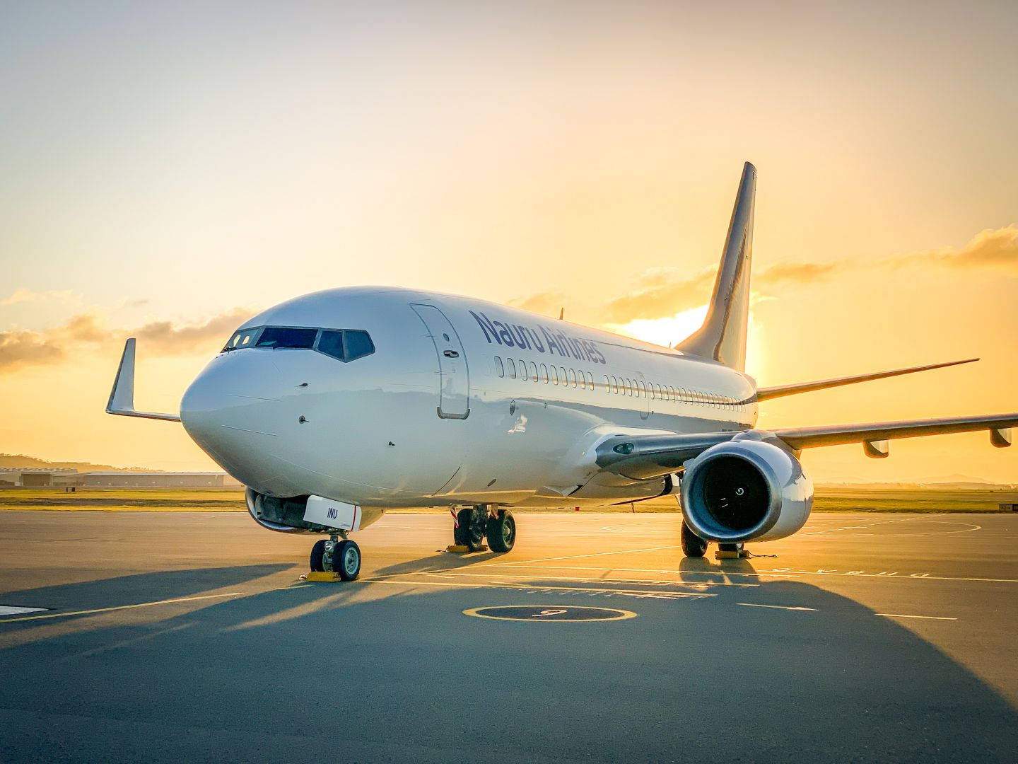 Nauru Airplane On A Runway Background