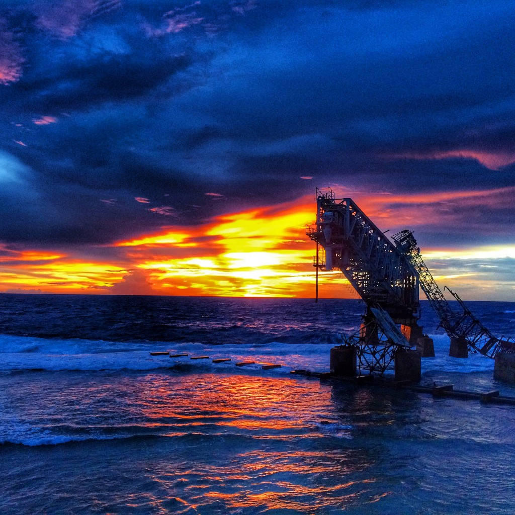 Nauru Cantilever During Sunset Background