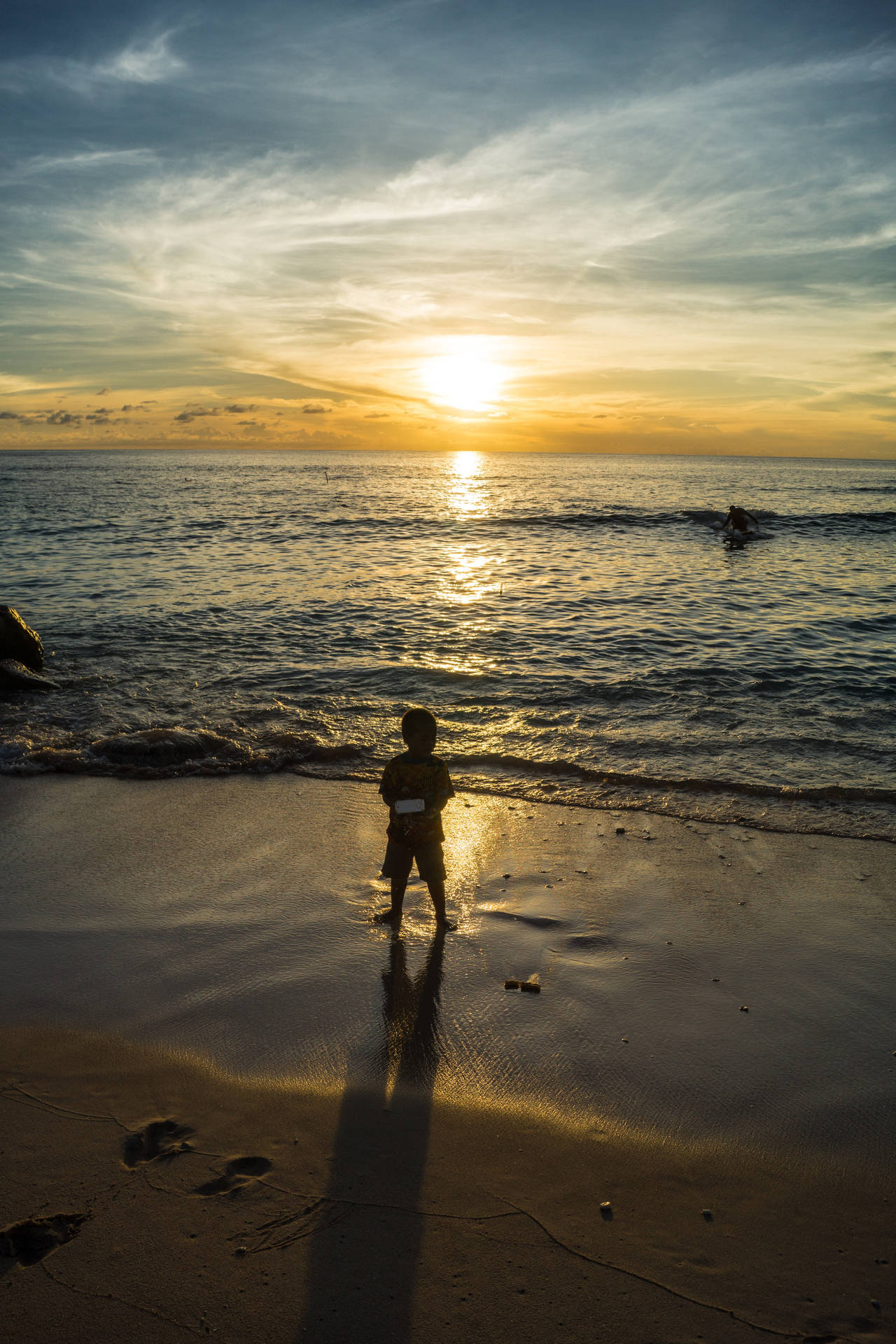 Nauru Child By The Beach Background