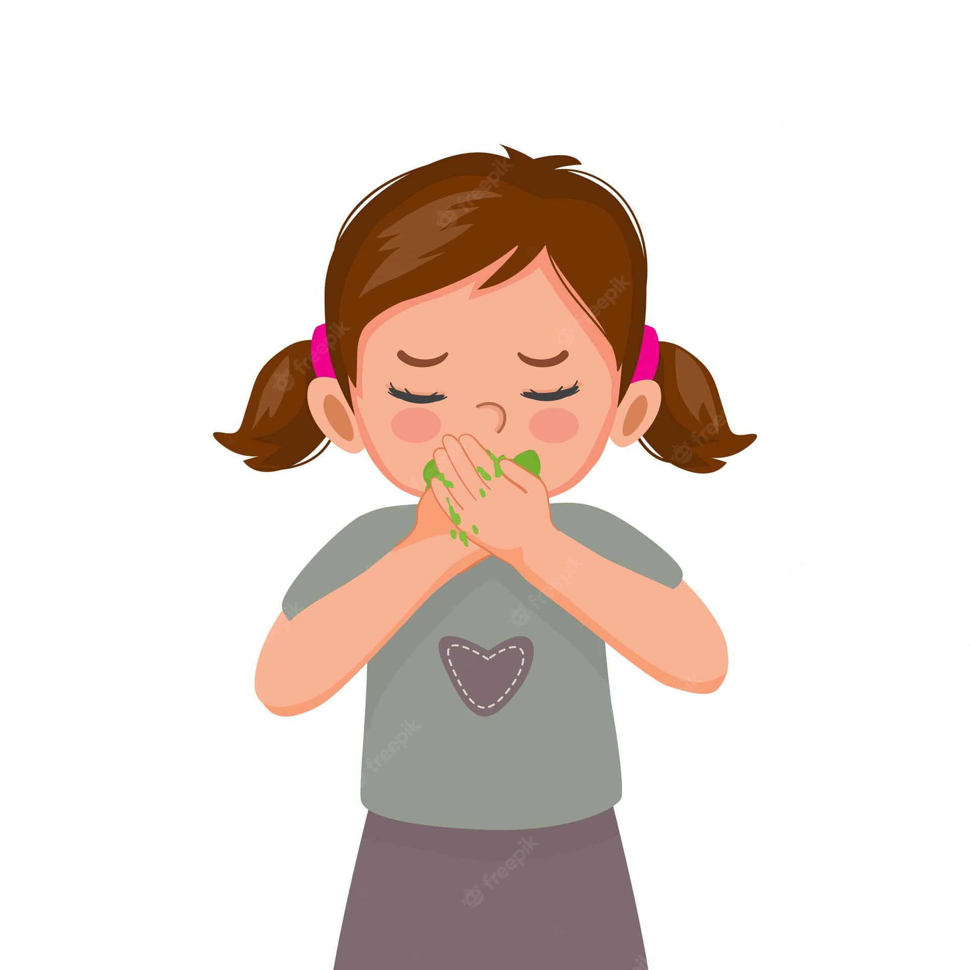 Nauseous Little Girl 2d Illustration