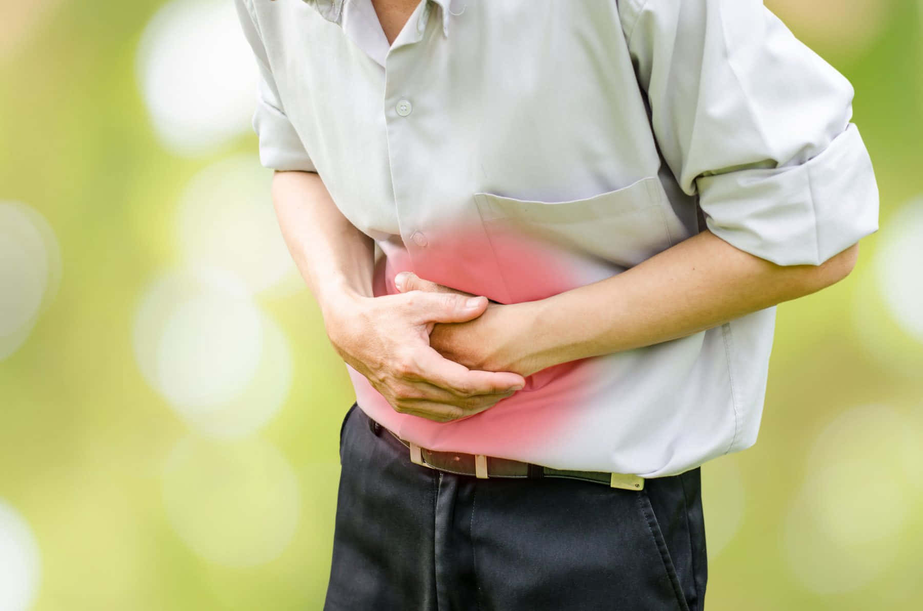 Nauseous Person Hands On Belly Background